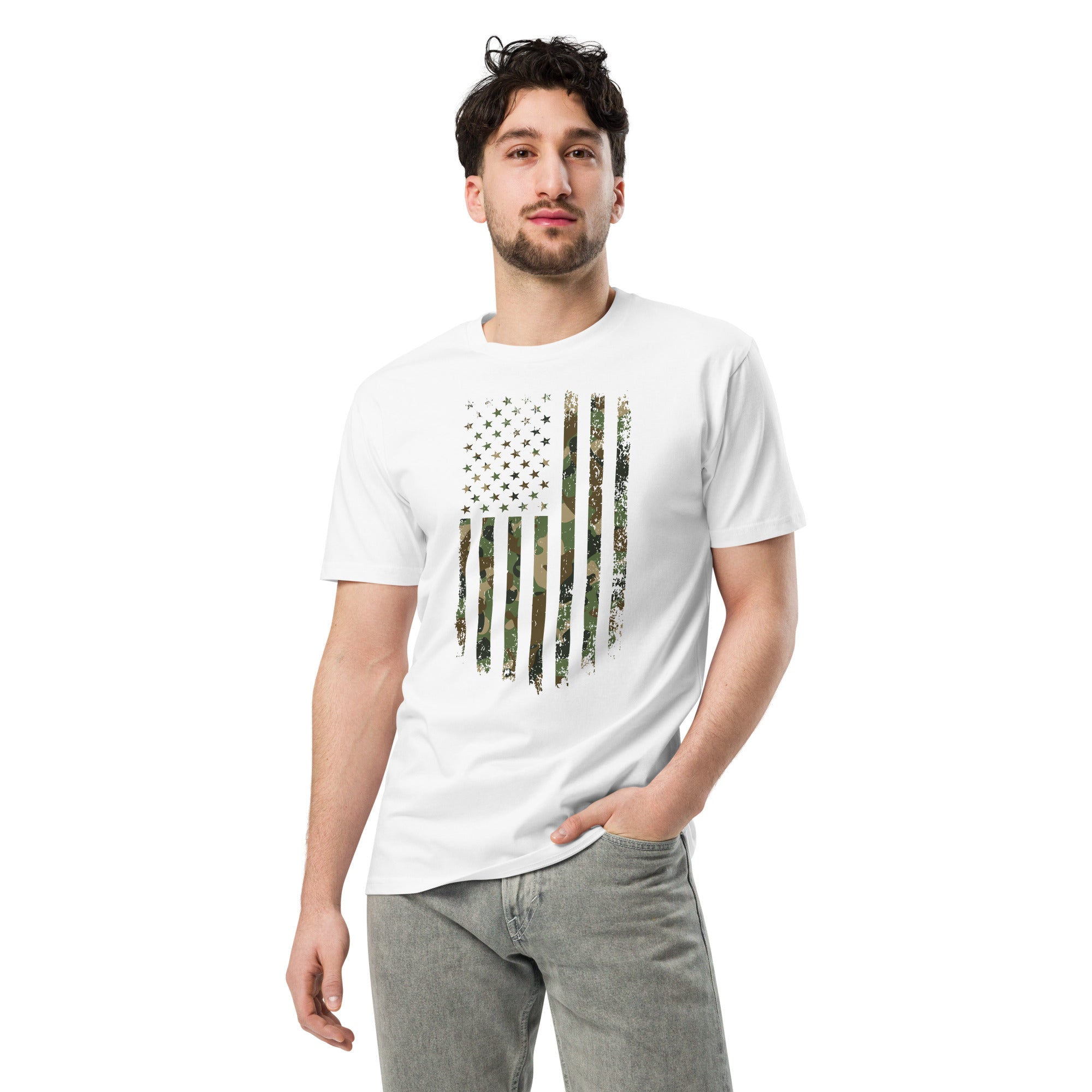 Military Style USA Flag Premium Cotton T-Shirt | Gallory Hive