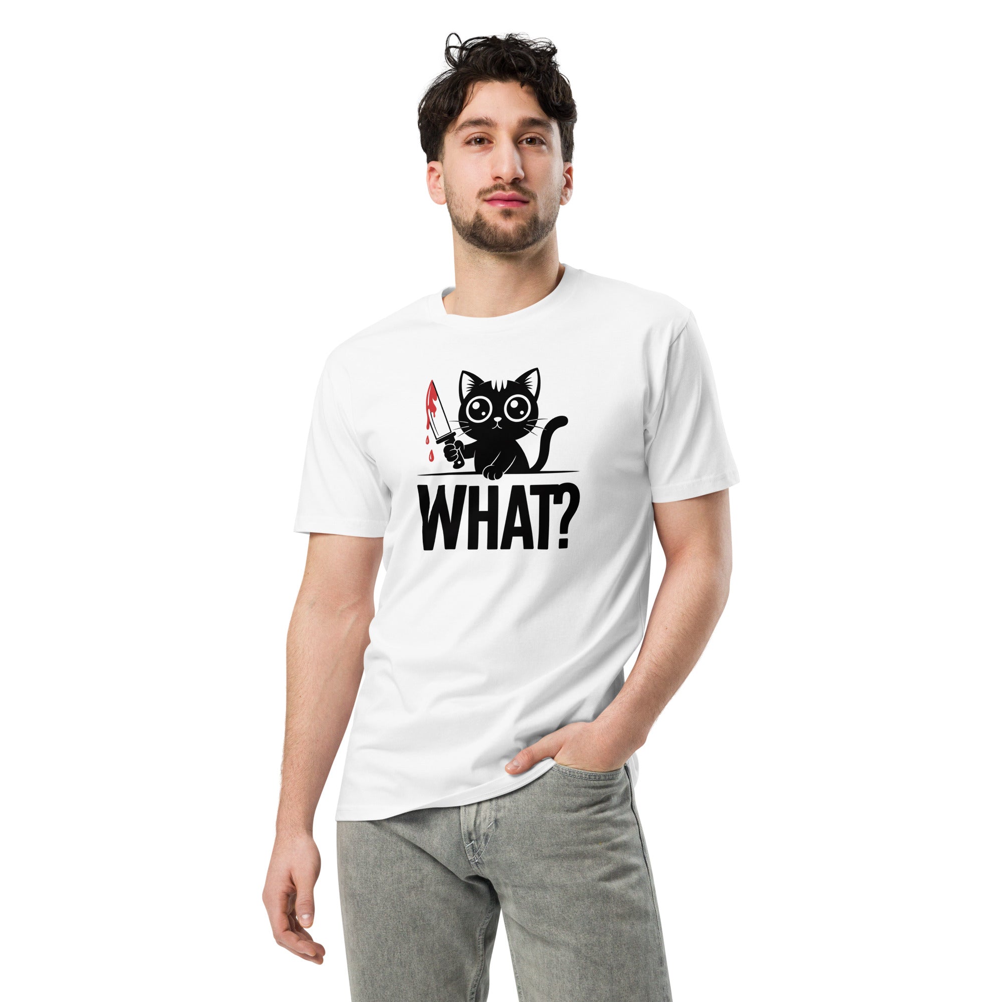 Funny Horror Cat What Graphic Unisex Premium T-Shirt | Gallory Hive