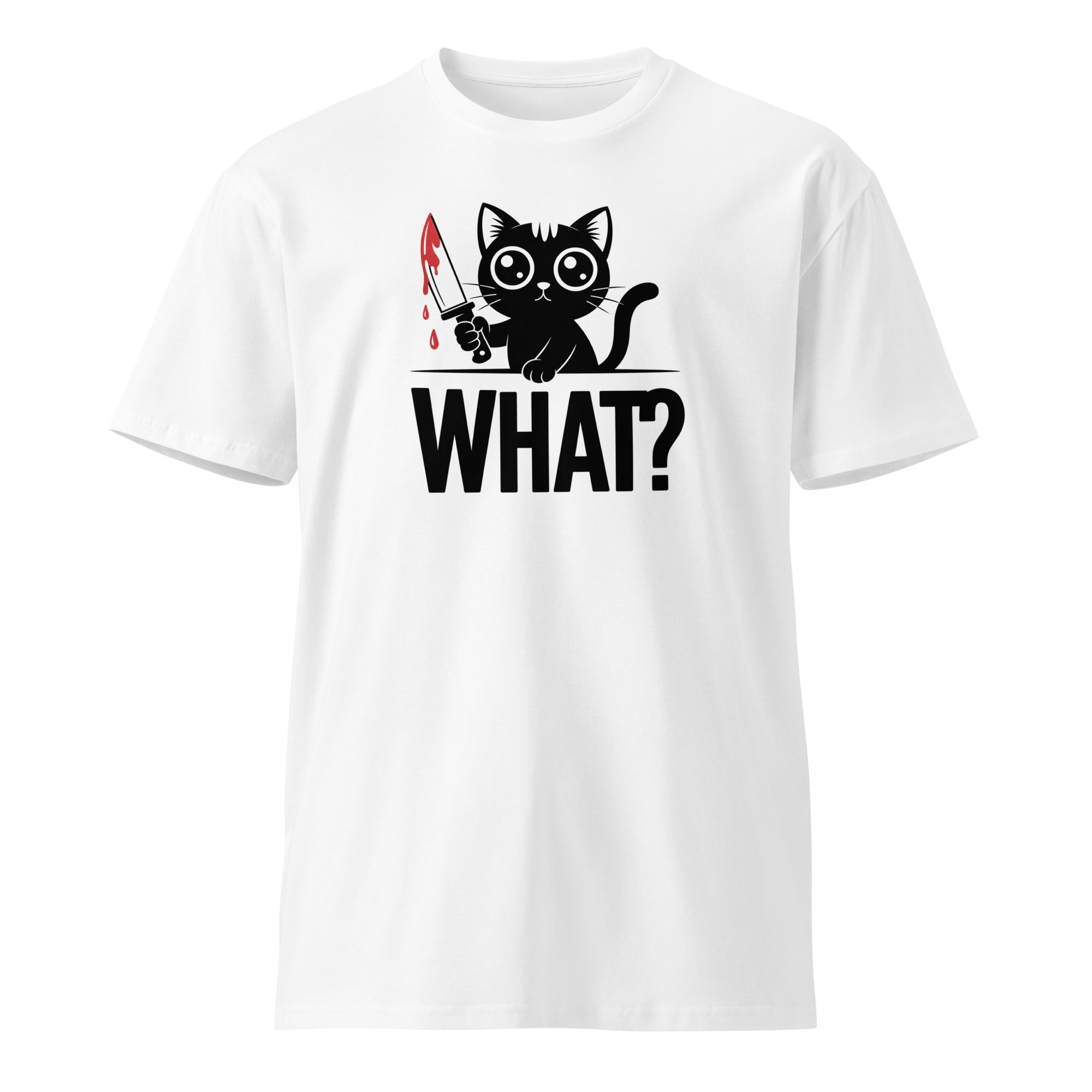 Funny Horror Cat What Graphic Unisex Premium T-Shirt | Gallory Hive
