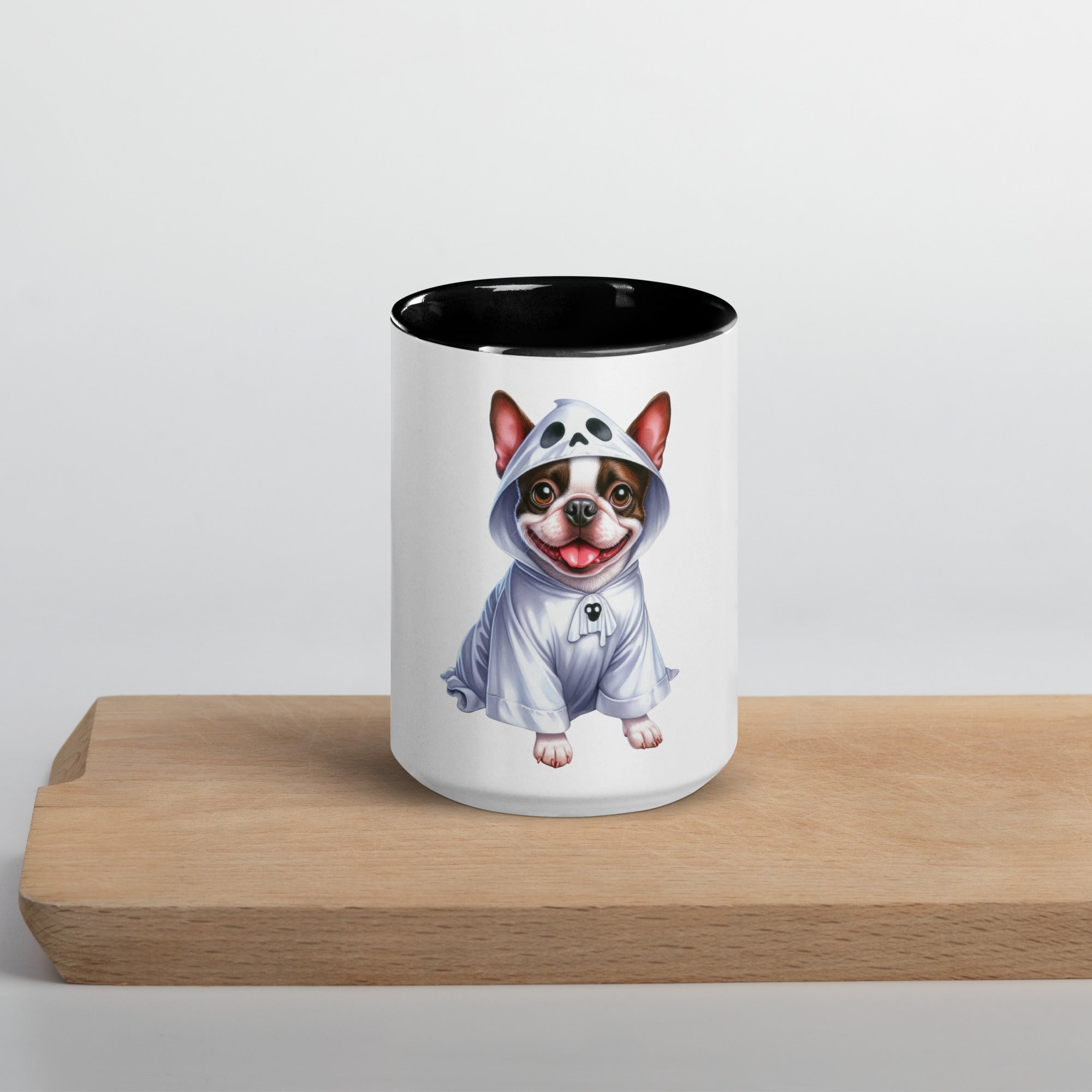 Halloween Dog Mug – Boston Terrier in Ghost Costume | Gallory Hive