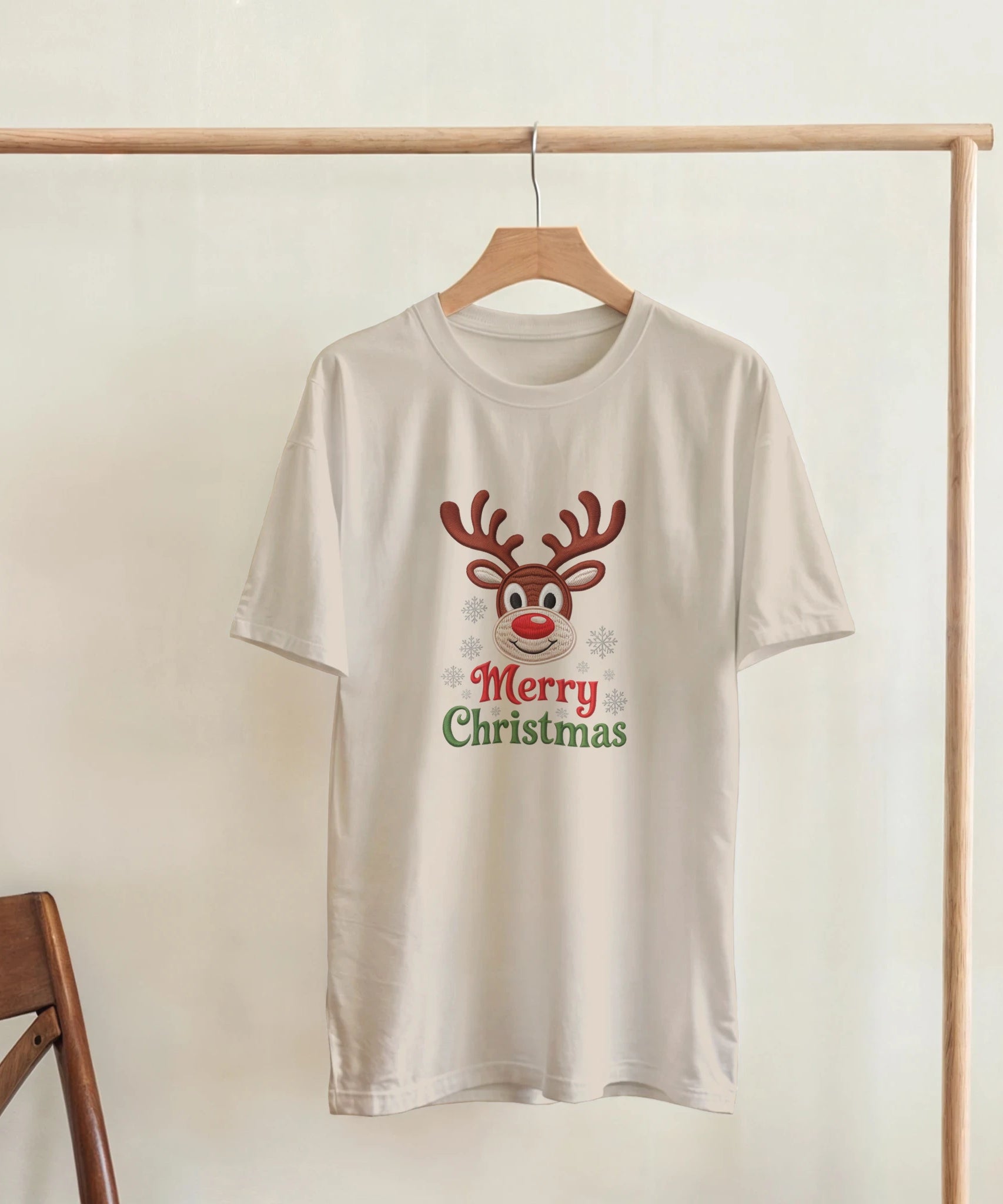 Festive Reindeer Merry Christmas Crewneck T-Shirt | Gallory Hive