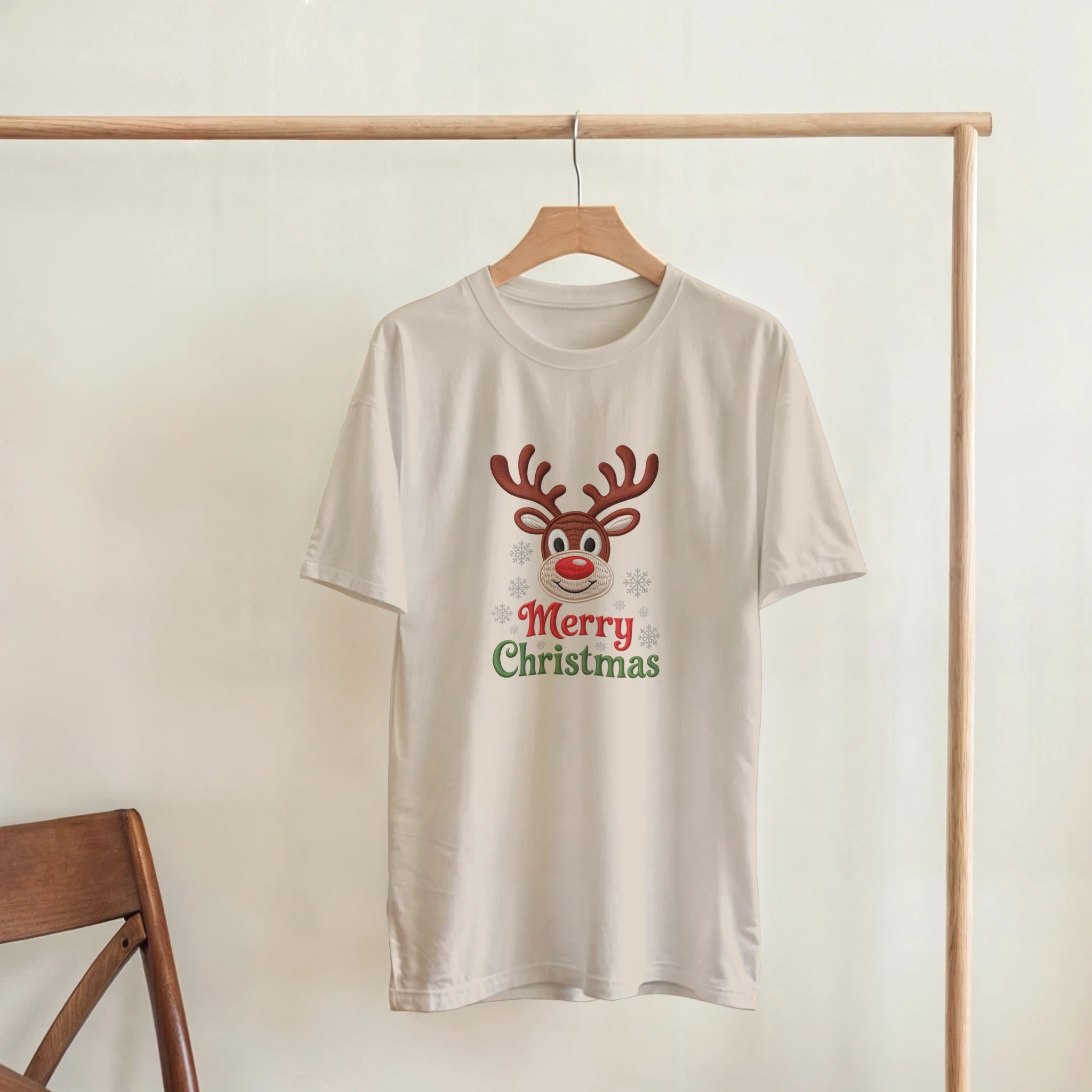 Festive Reindeer Merry Christmas Crewneck T-Shirt | Gallory Hive