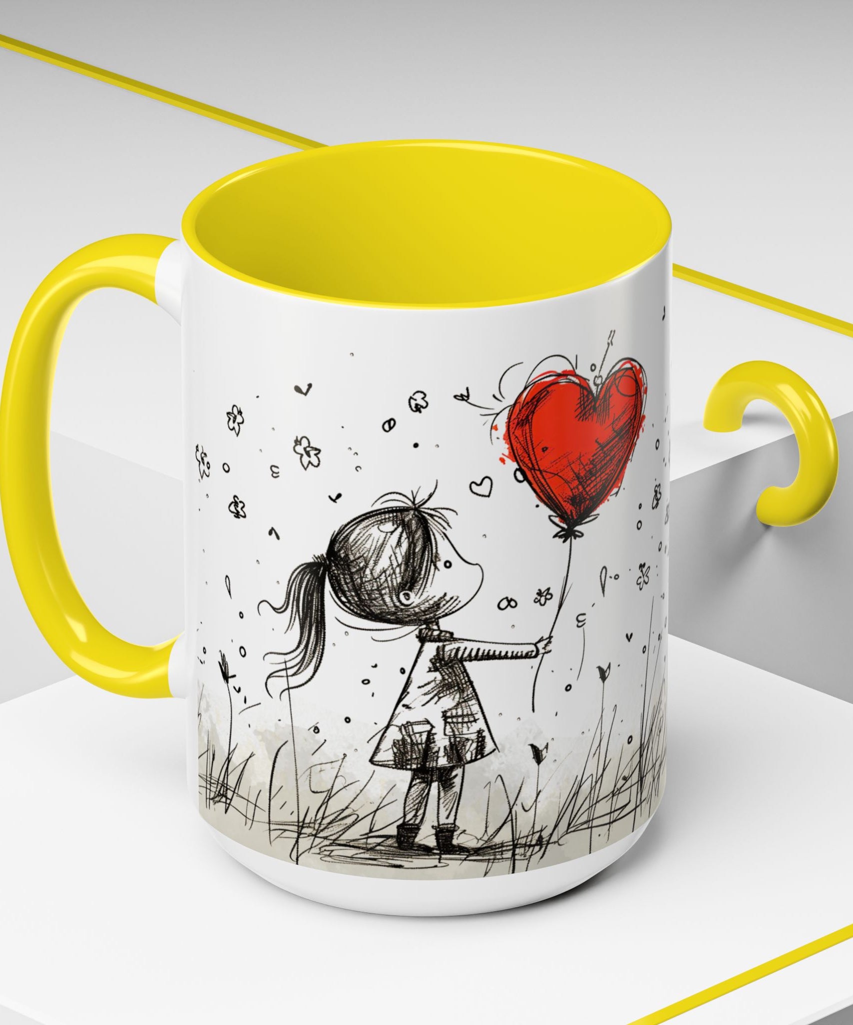 Love Heart Sketch Ceramic Coffee Mug | Gallory Hive