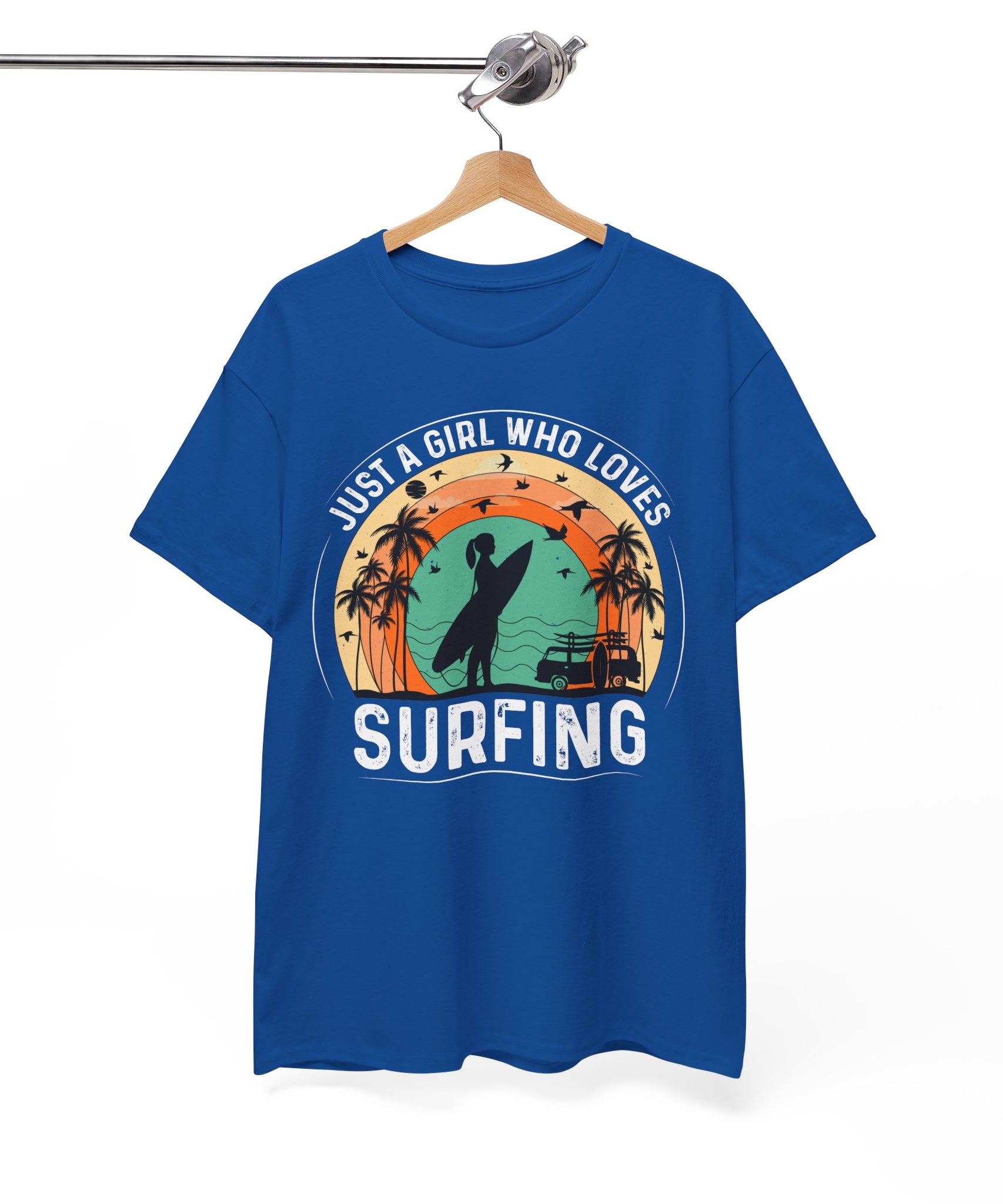 Beach Girl Surfing Retro Tee
