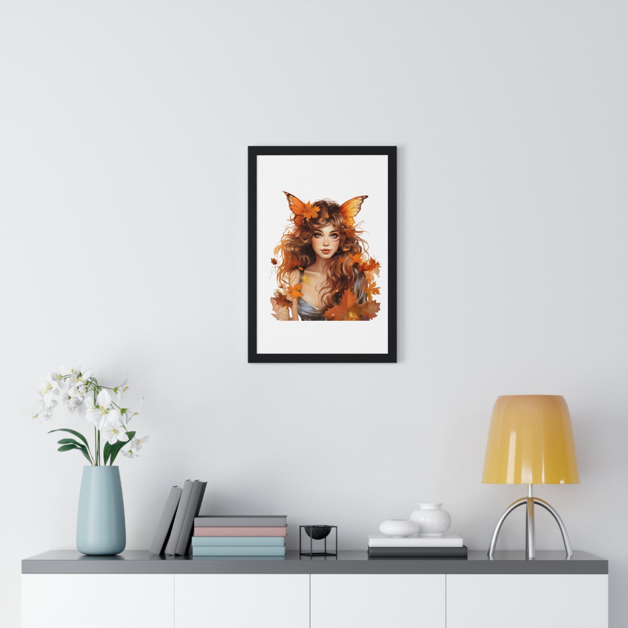 Autumn Fairy Wall Art – Butterfly Muse with Leaf Crown