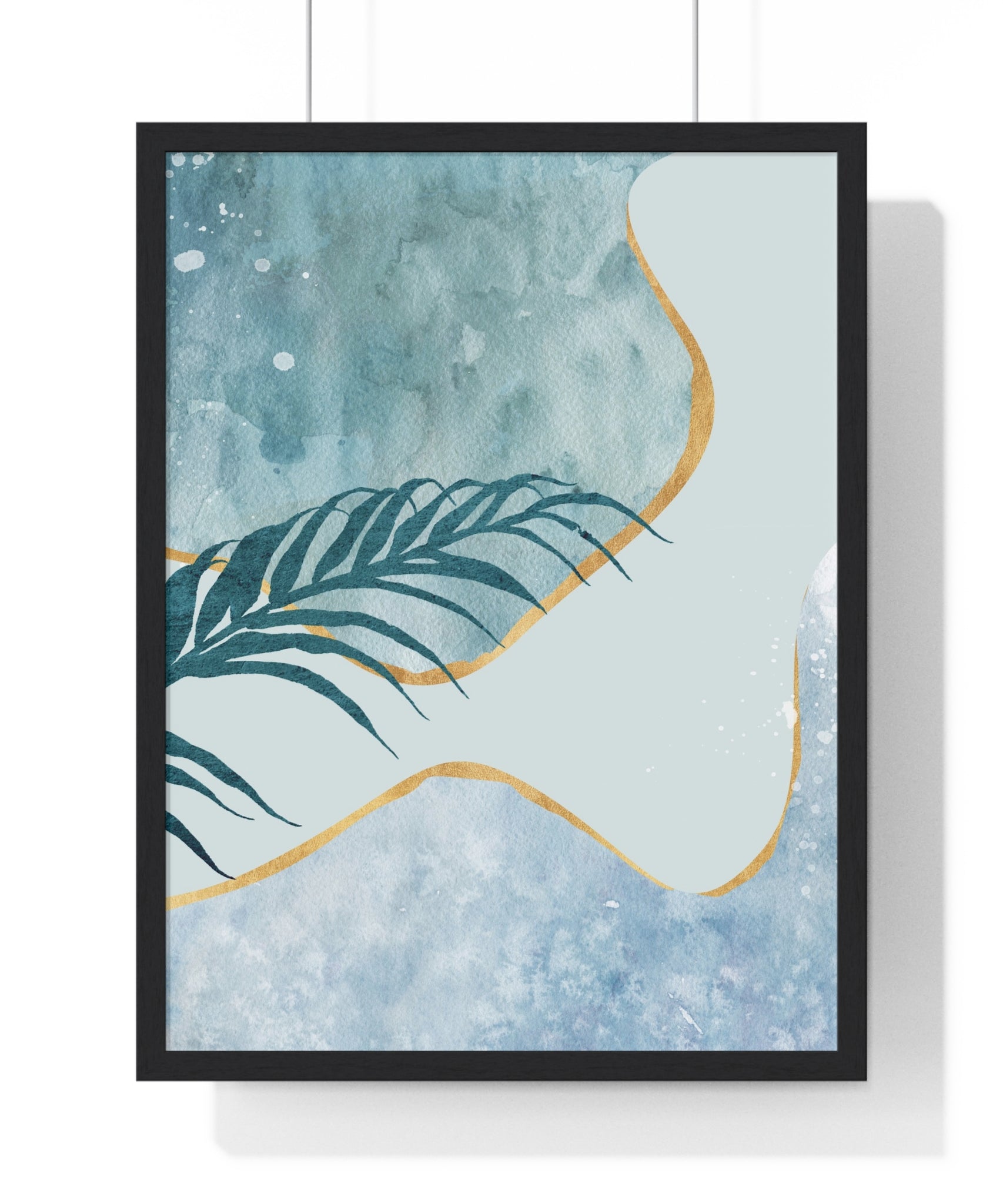 Abstract Leaf Prints on Wooden Frame – Modern Wall Art | Gallory Hive