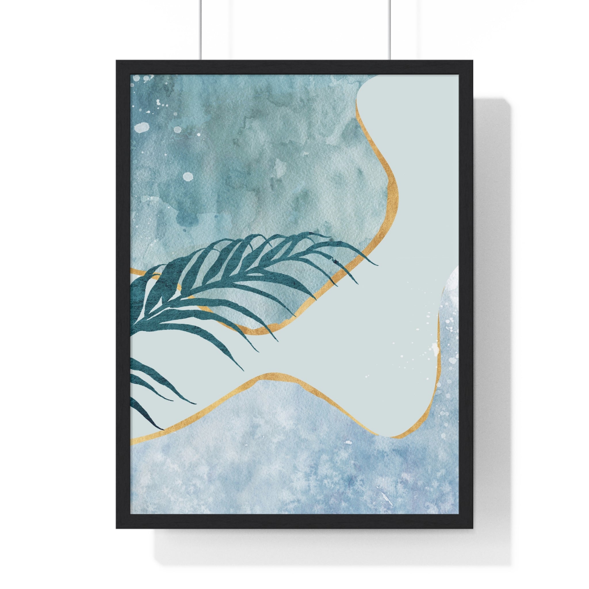 Abstract Leaf Prints on Wooden Frame – Modern Wall Art | Gallory Hive