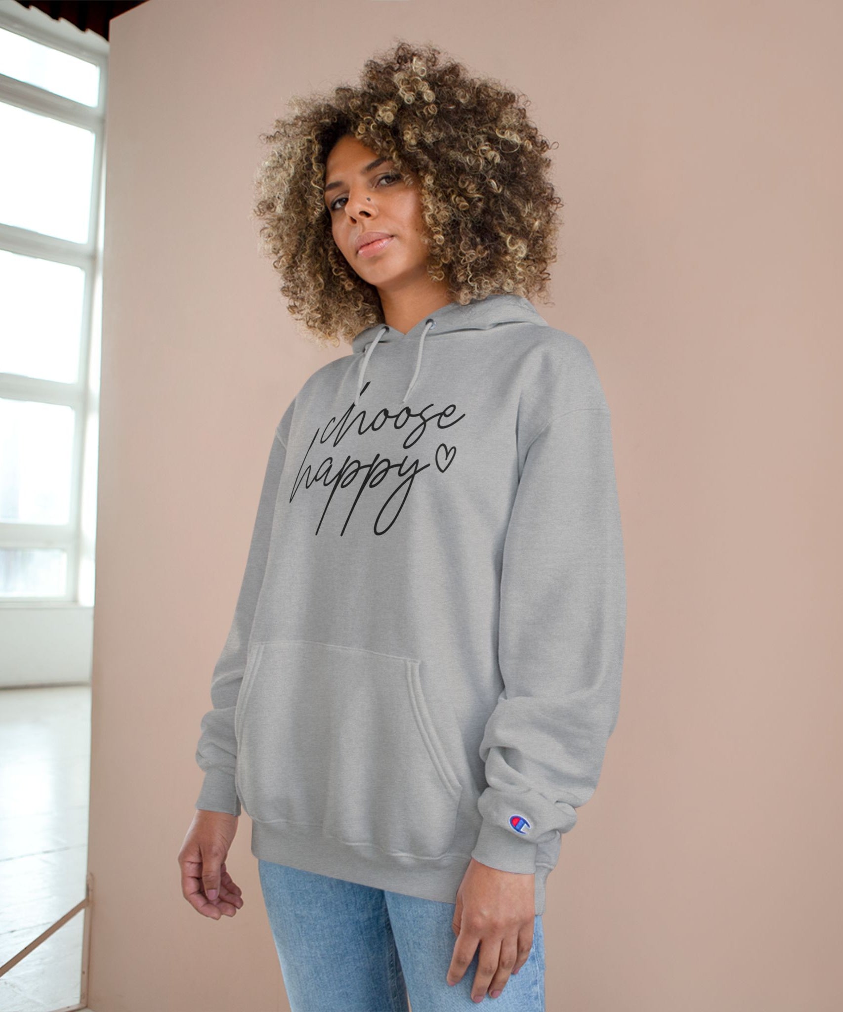 Unisex Hoodie – Choose Happy Minimalist Print