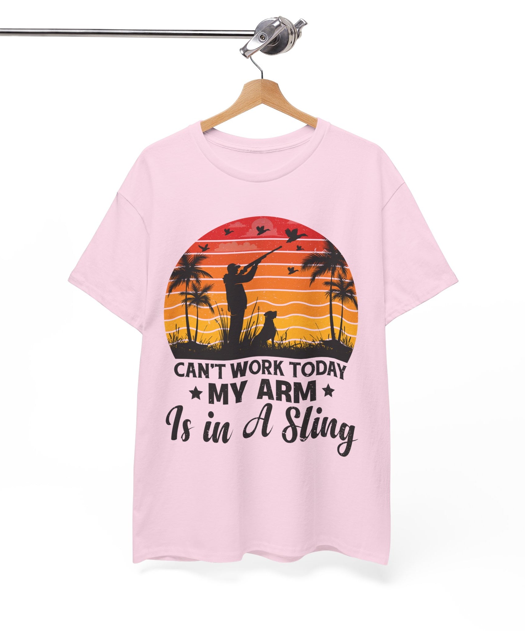 Hunter & Dog Tee – Retro Sunset Scene