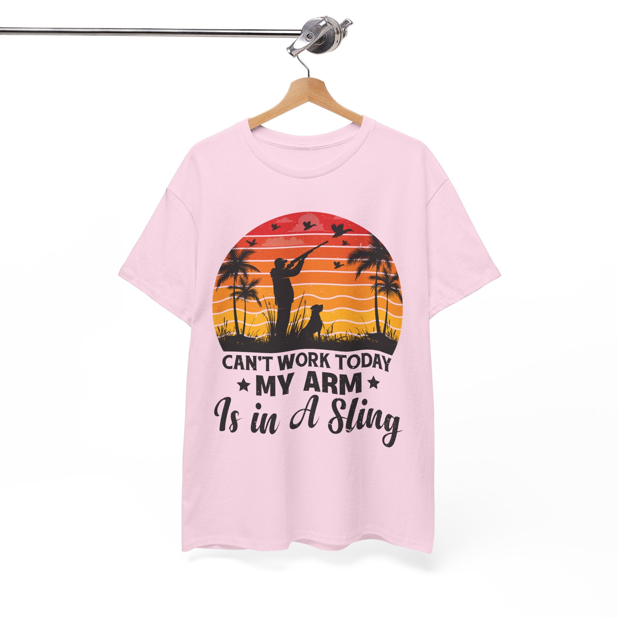 Hunter & Dog Tee – Retro Sunset Scene