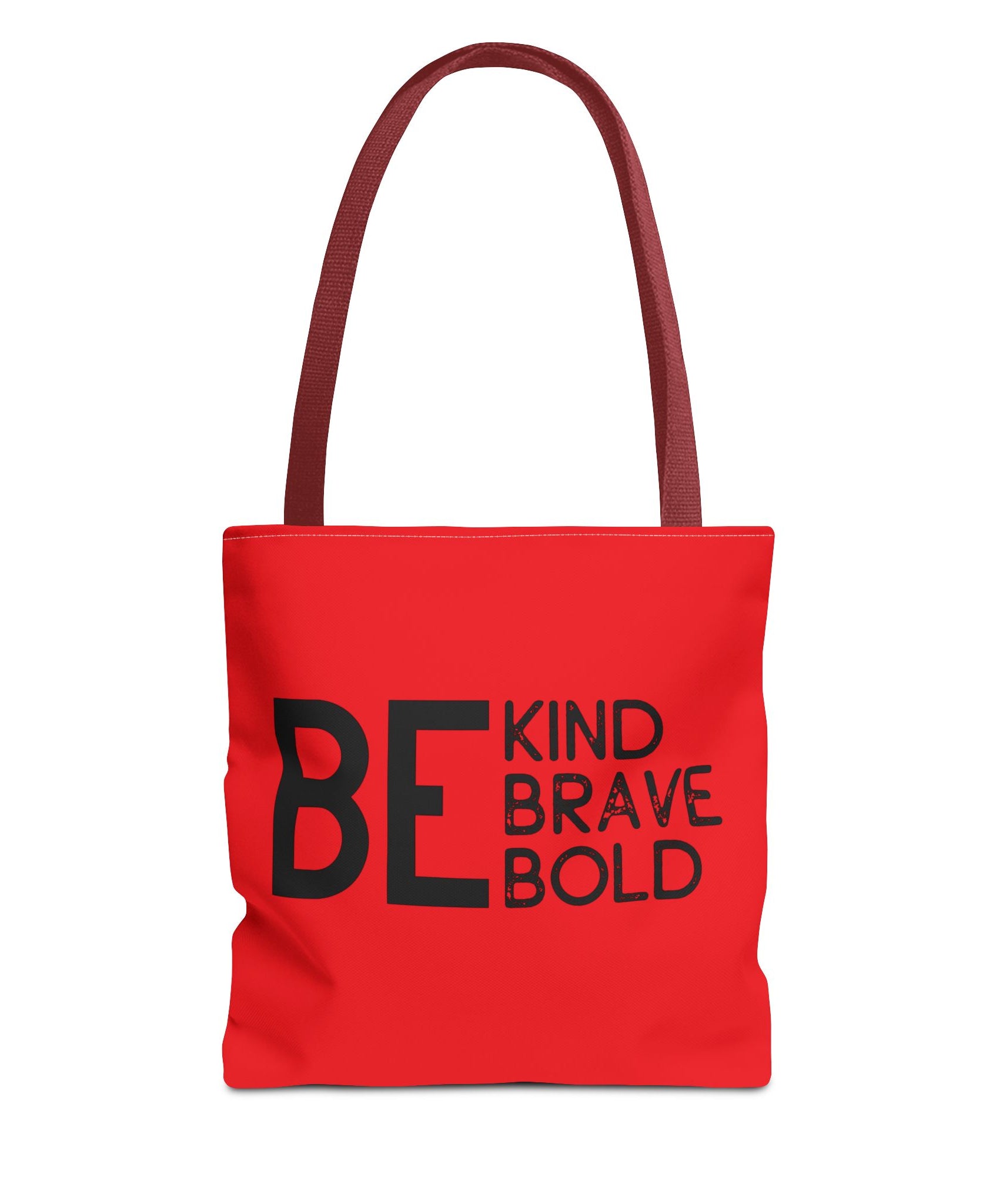 Inspirational Tote Bag - Be Kind Brave Bold - Eco-Friendly Carryall - Red