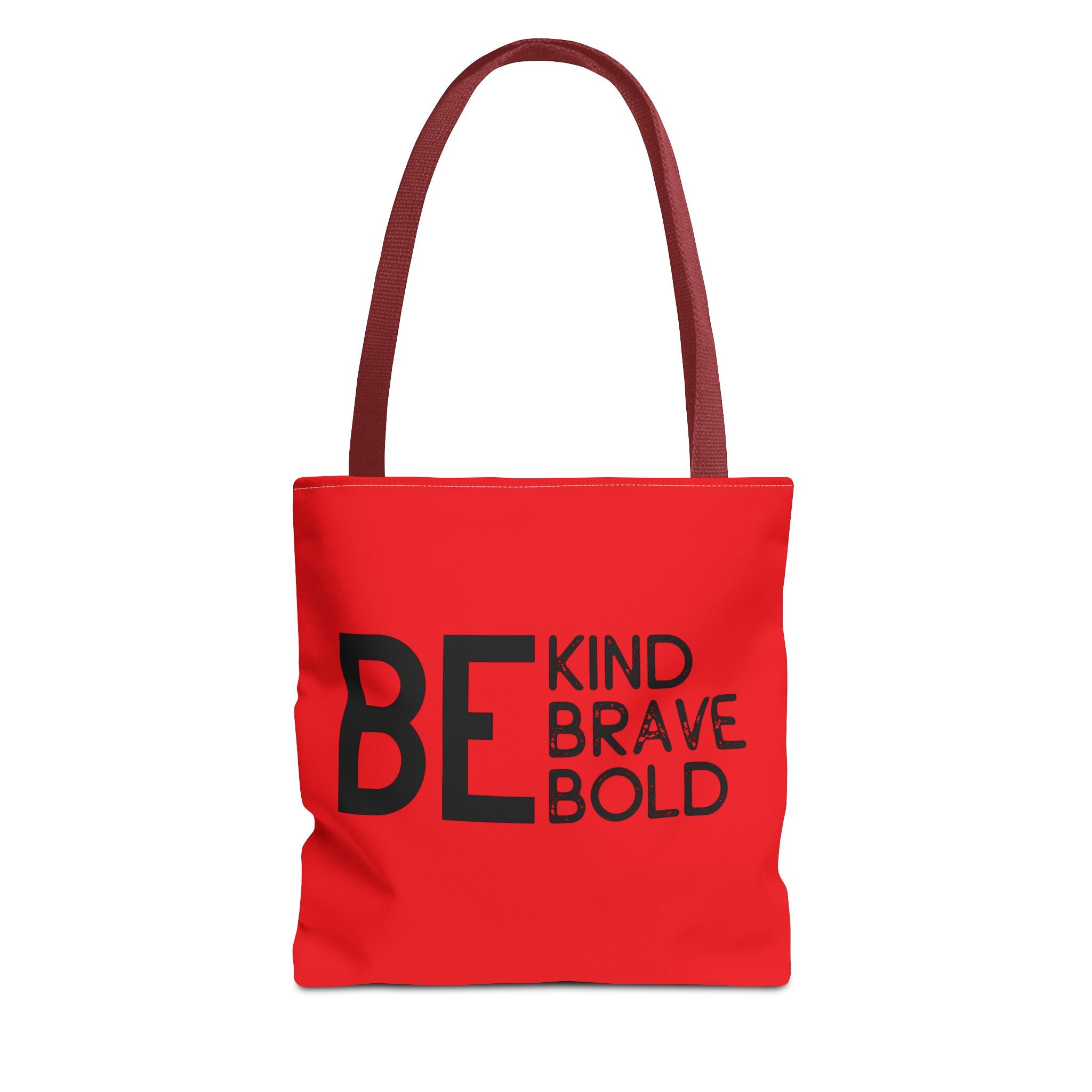 Inspirational Tote Bag - Be Kind Brave Bold - Eco-Friendly Carryall - Red