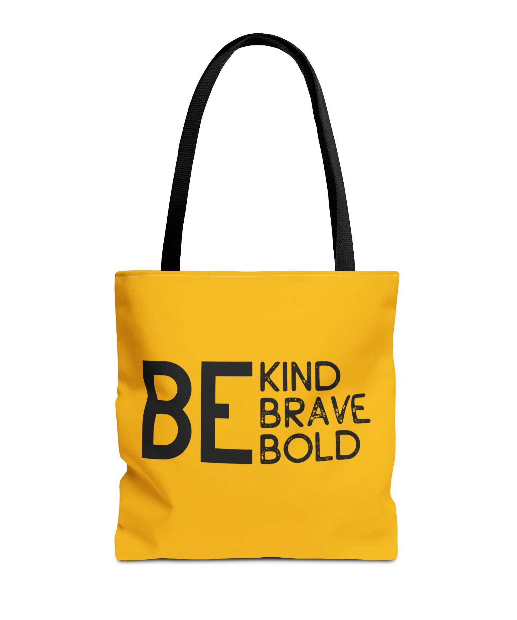 Inspirational Tote Bag - Be Kind Brave Bold - Eco-Friendly Carryall - Yellow