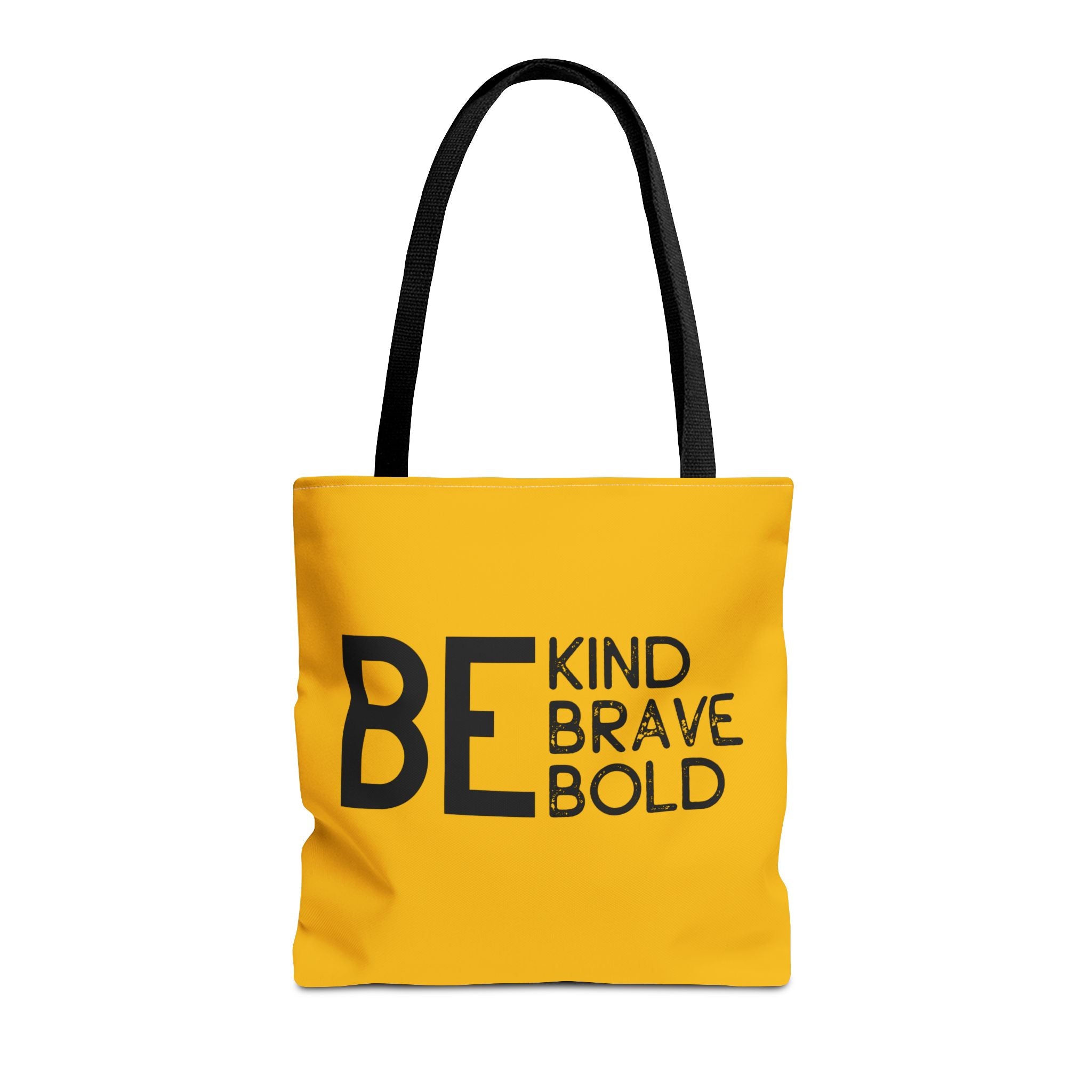 Inspirational Tote Bag - Be Kind Brave Bold - Eco-Friendly Carryall - Yellow