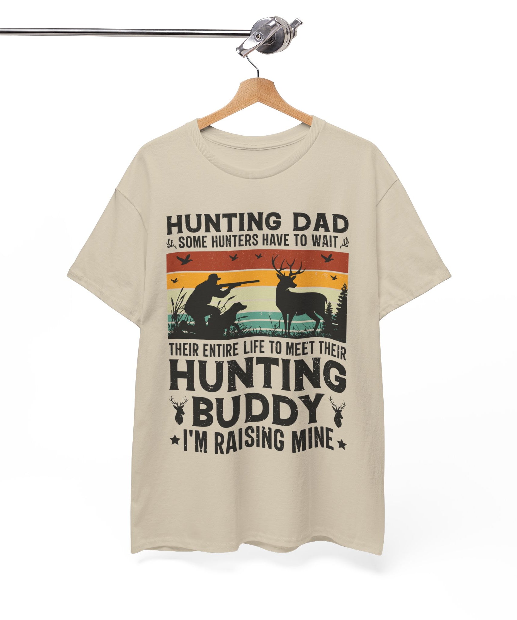 Retro Hunter Tee – Dog, Deer & Rifle Scene