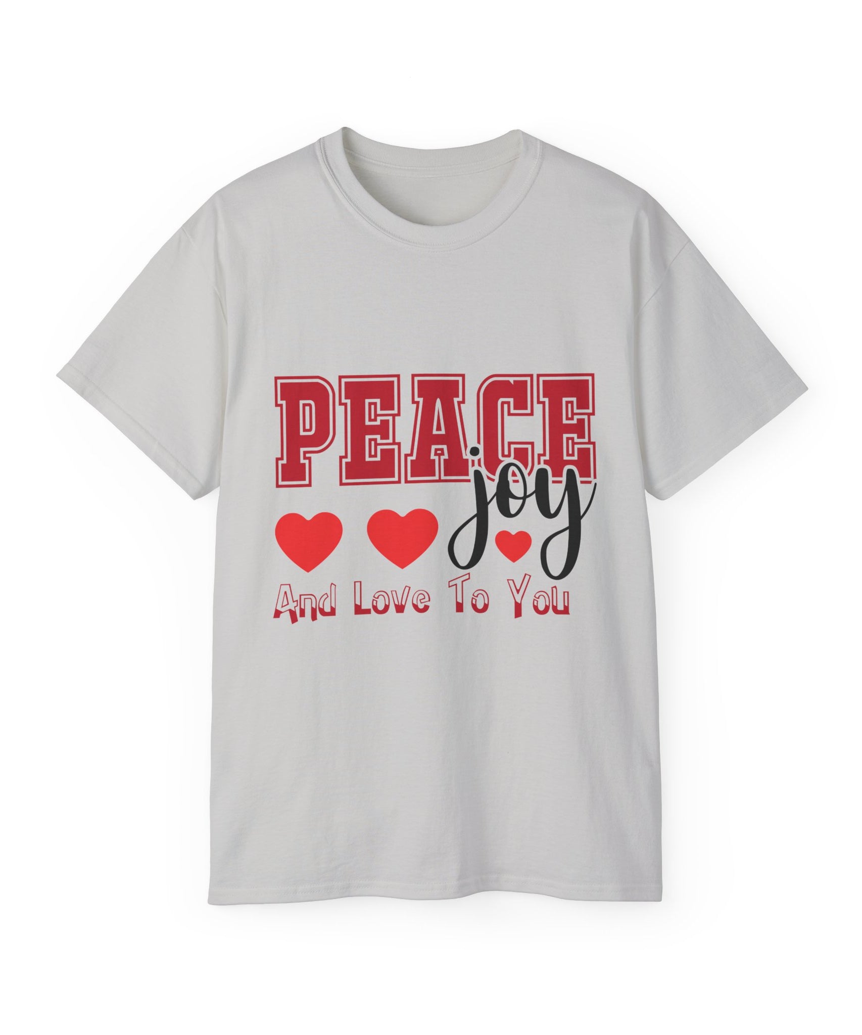 Peace, Joy & Love Retro Christmas T-Shirt | Gallory Hive