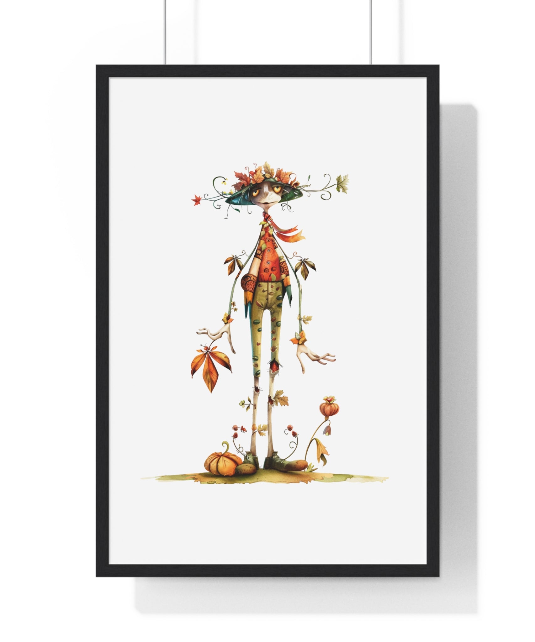 Mystical Autumn Owl Wizard Wooden Framed Wall Art