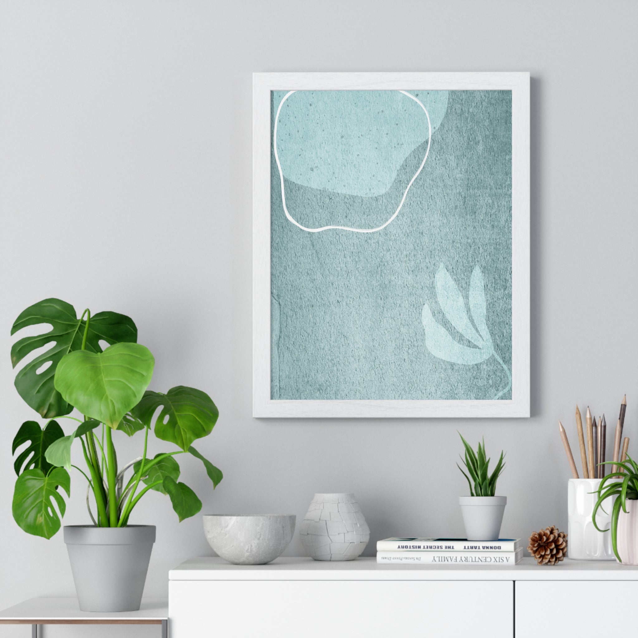 Contemporary Botanical Leaf Abstract Art on Premium Wood Frames – Matte Museum Posters