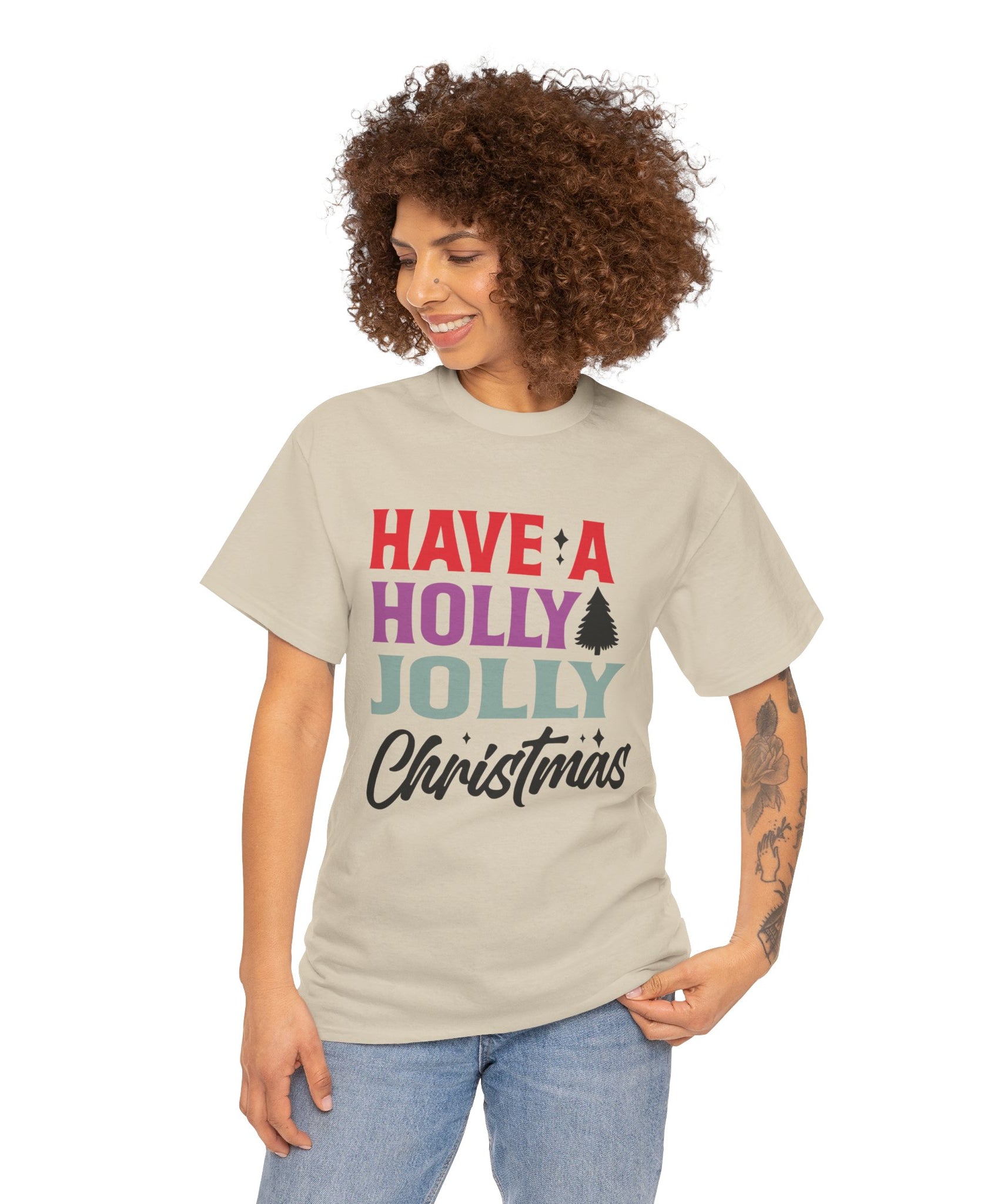 Festive Holly Jolly Christmas Graphic Tee | Gallory Hive