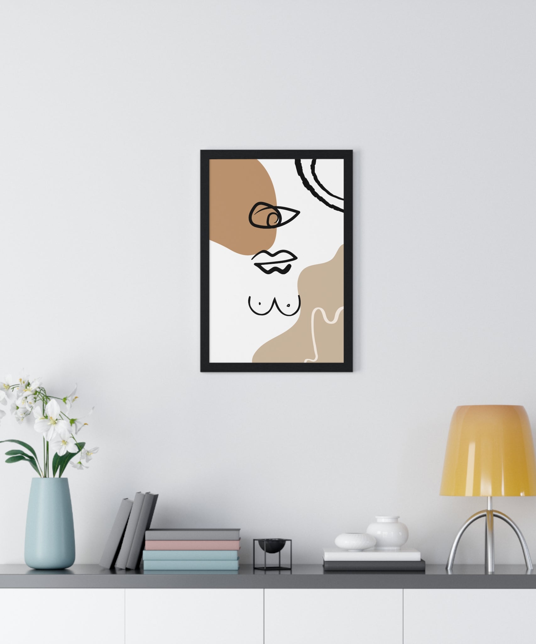 Abstract Human Form Art – Framed Line Drawing