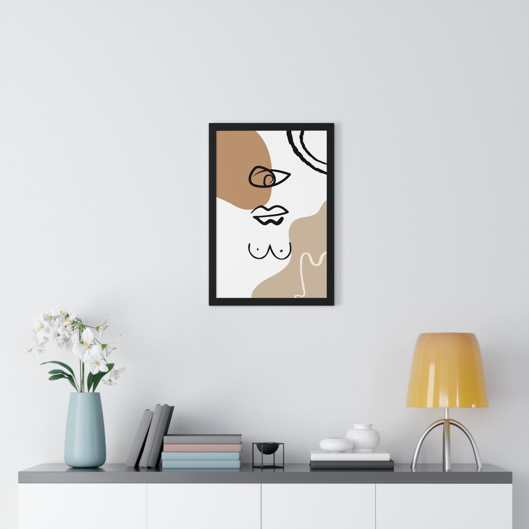 Abstract Human Form Art – Framed Line Drawing
