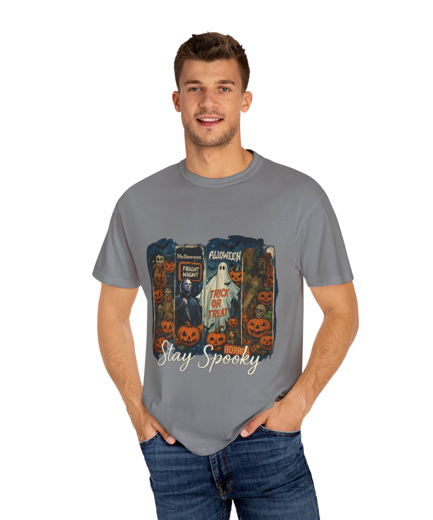 Stay Spooky Halloween Horror T-Shirt – Retro Slasher, Ghost, Pumpkins & Fright Night Design - Gallory Hive