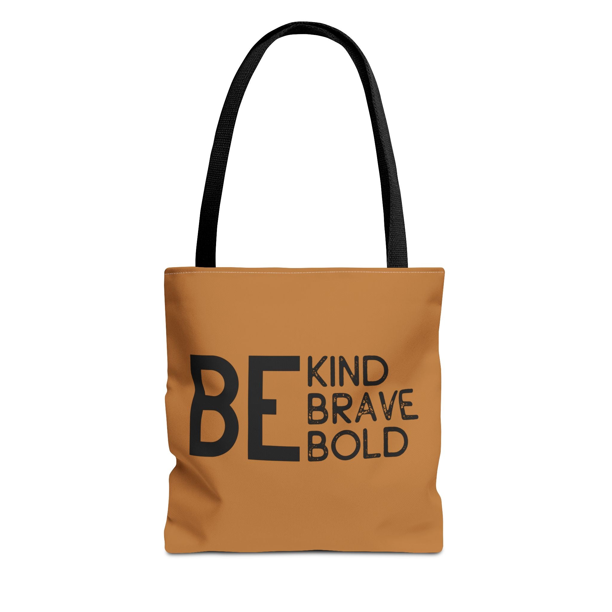 Inspirational Tote Bag - Be Kind Brave Bold - Eco-Friendly Carryall - Light Brown