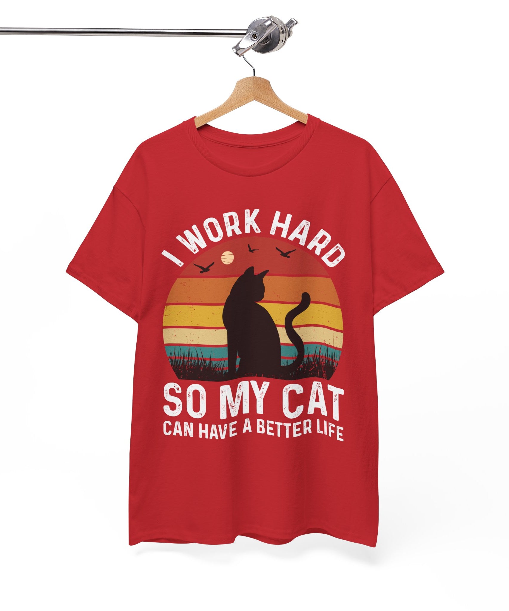 Retro Cat Lover Tee - Work Hard for My Pet | Gallory Hive