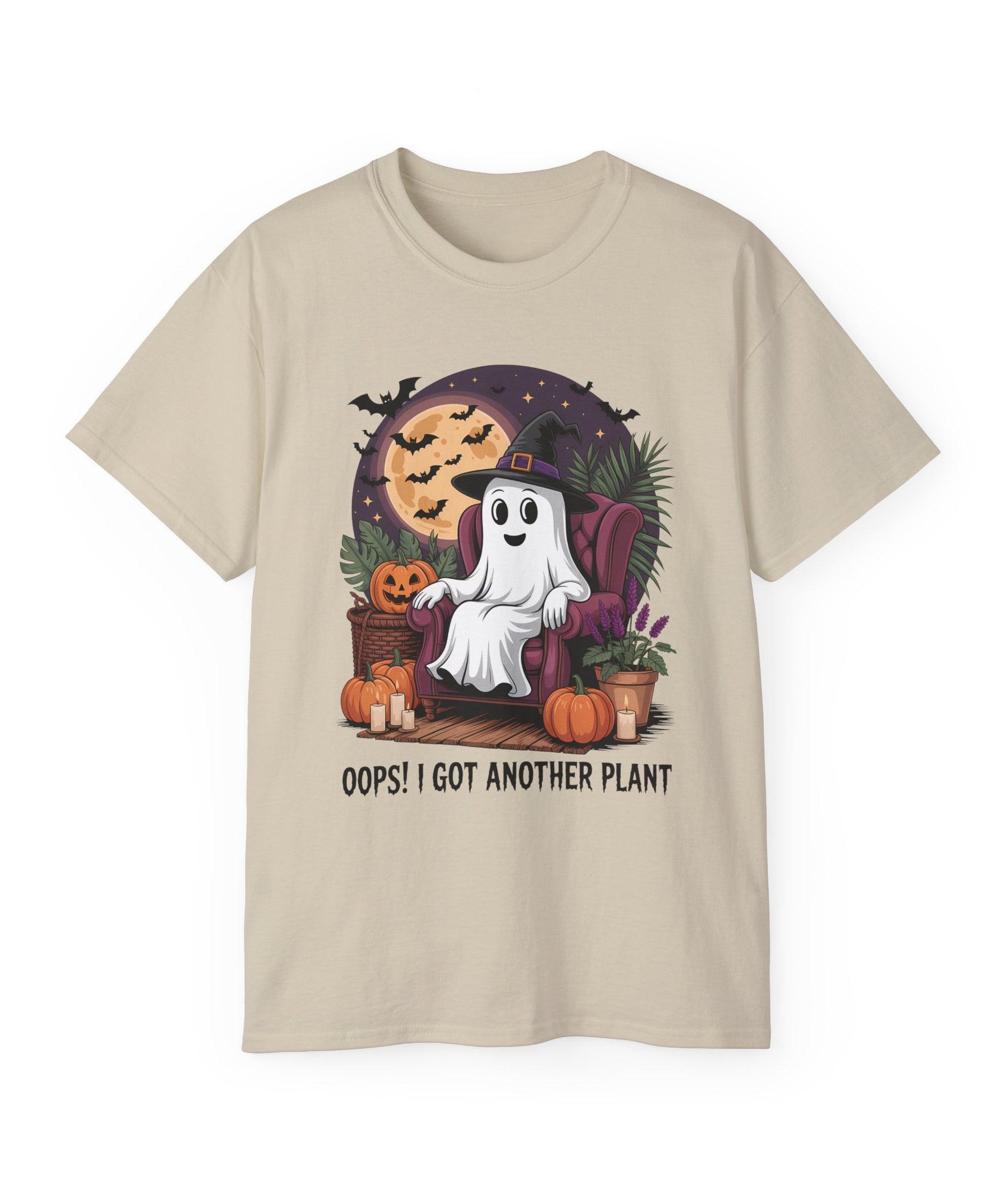 Halloween Plant Ghost Tee - Spooky Witch Design