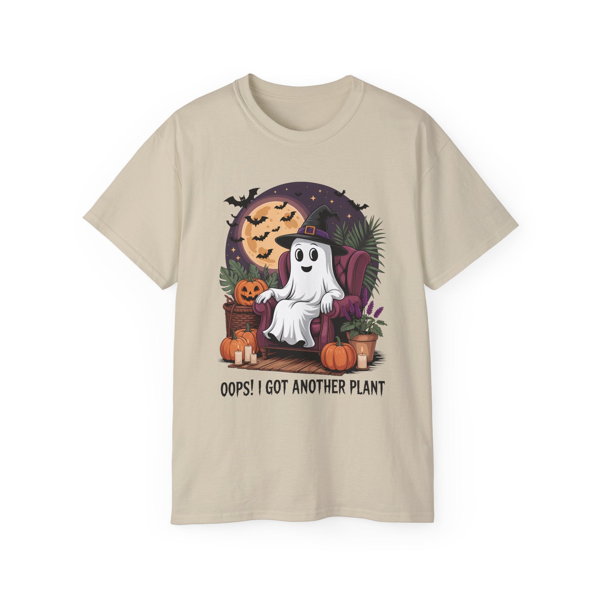Halloween Plant Ghost Tee - Spooky Witch Design