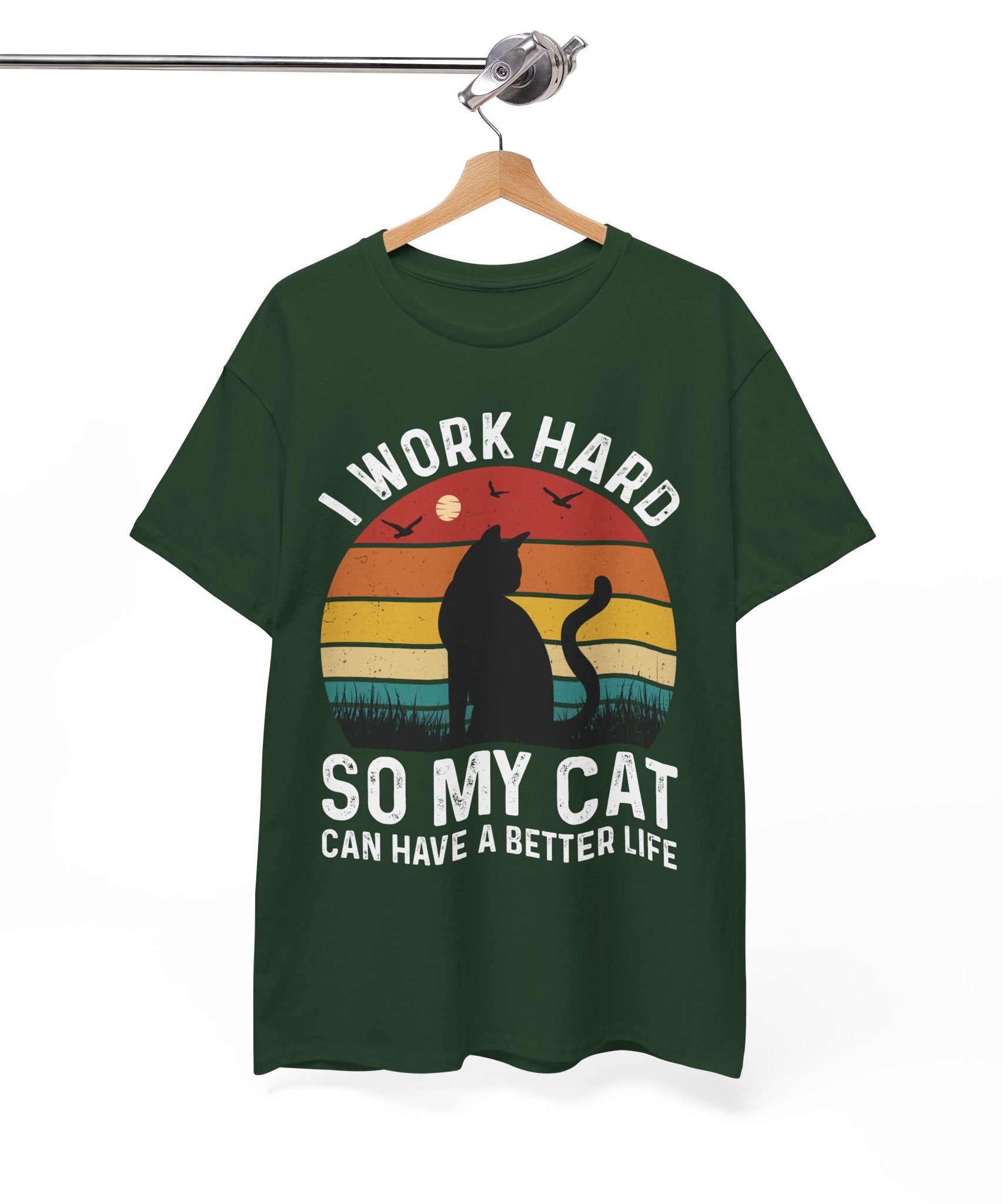 Retro Cat Lover Tee - Work Hard for My Pet | Gallory Hive