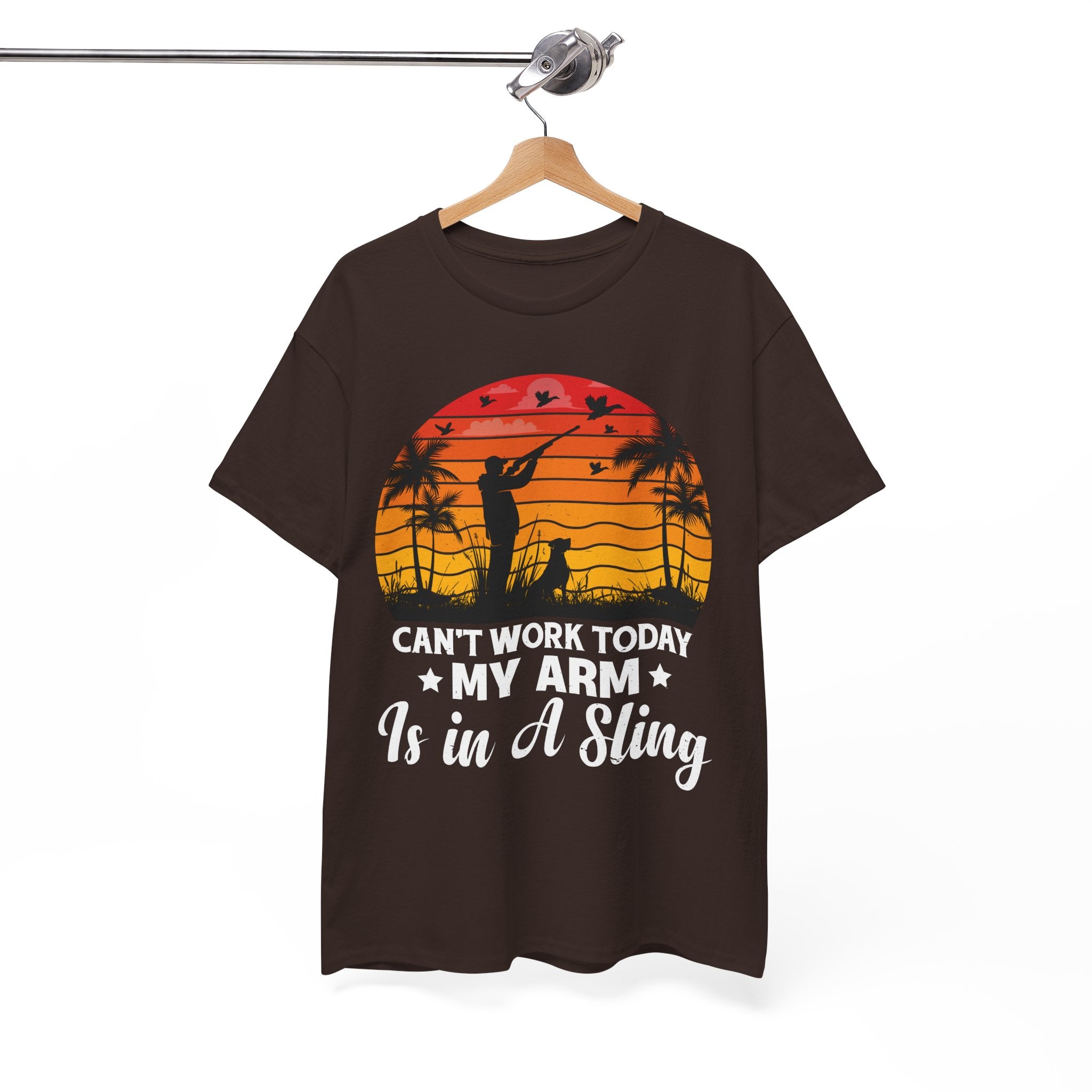 Hunter & Dog Tee – Retro Sunset Scene