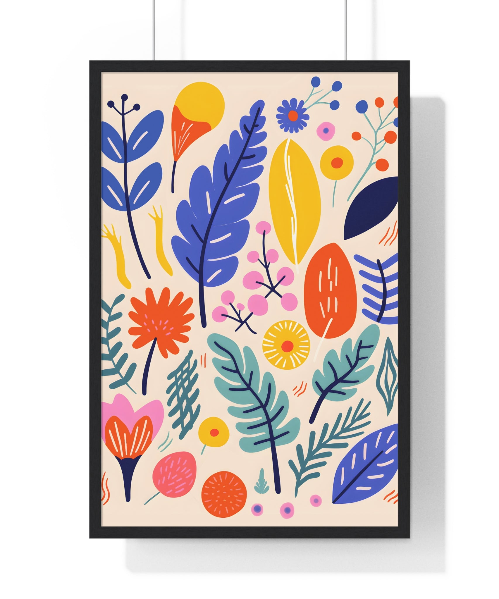 Botanical Pattern Art – Framed Poster with Leaves & Flowers | Gallory Hive