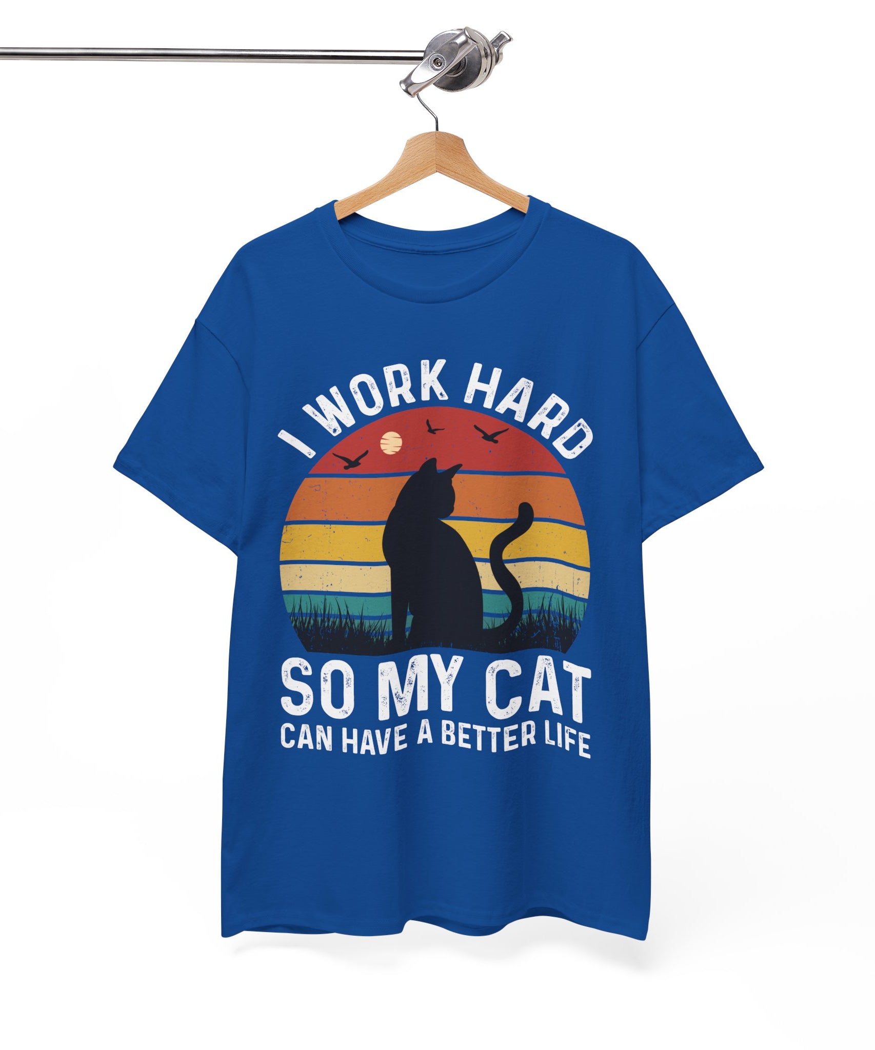Retro Cat Lover Tee - Work Hard for My Pet | Gallory Hive