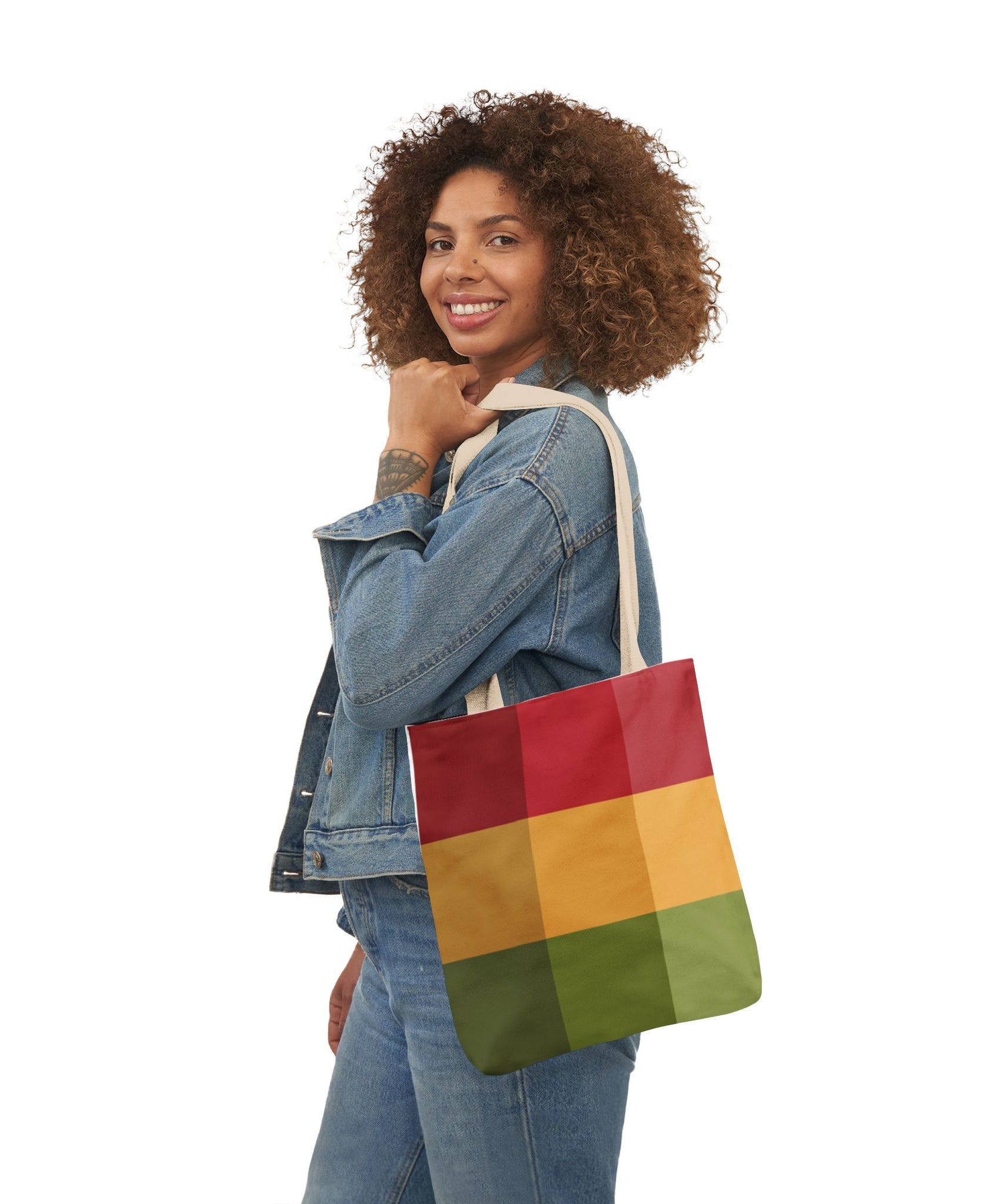 Colorful Geometric Square Pattern Tote Bag