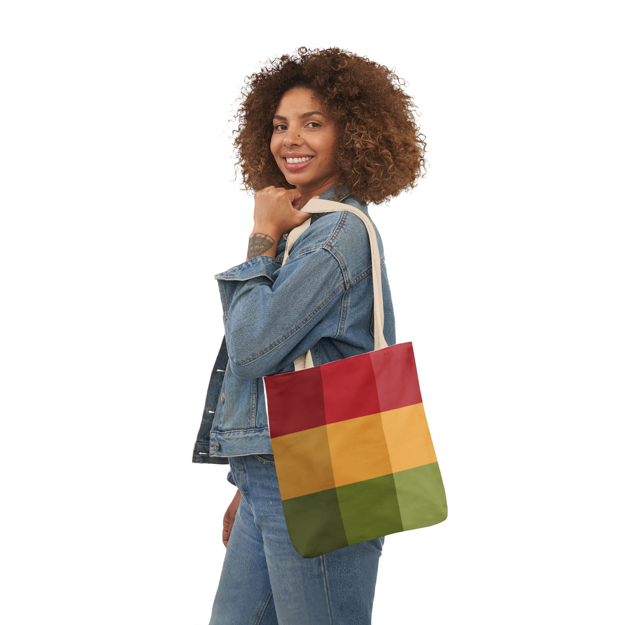 Colorful Geometric Square Pattern Tote Bag
