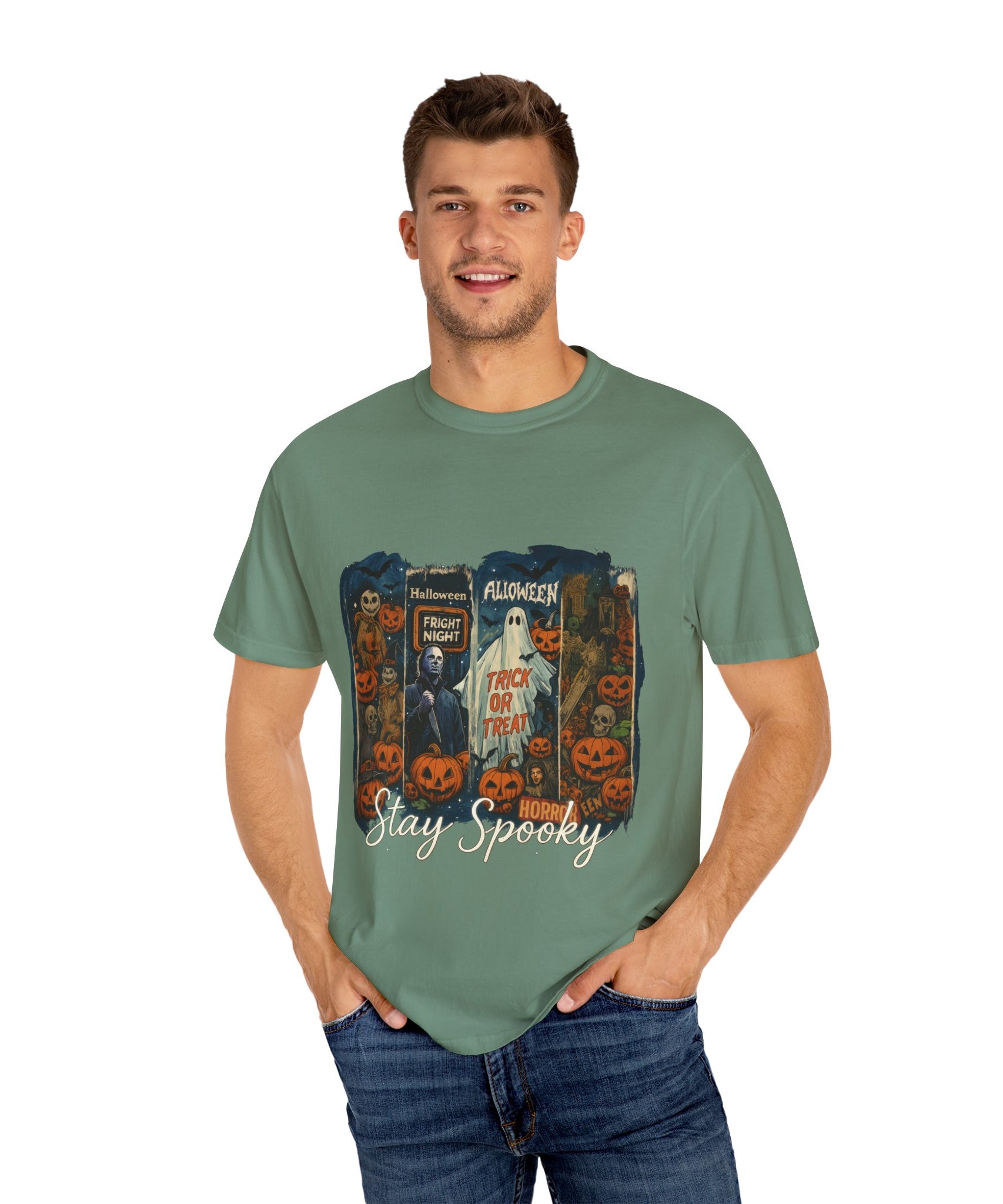 Stay Spooky Halloween Horror T-Shirt – Retro Slasher, Ghost, Pumpkins & Fright Night Design - Gallory Hive