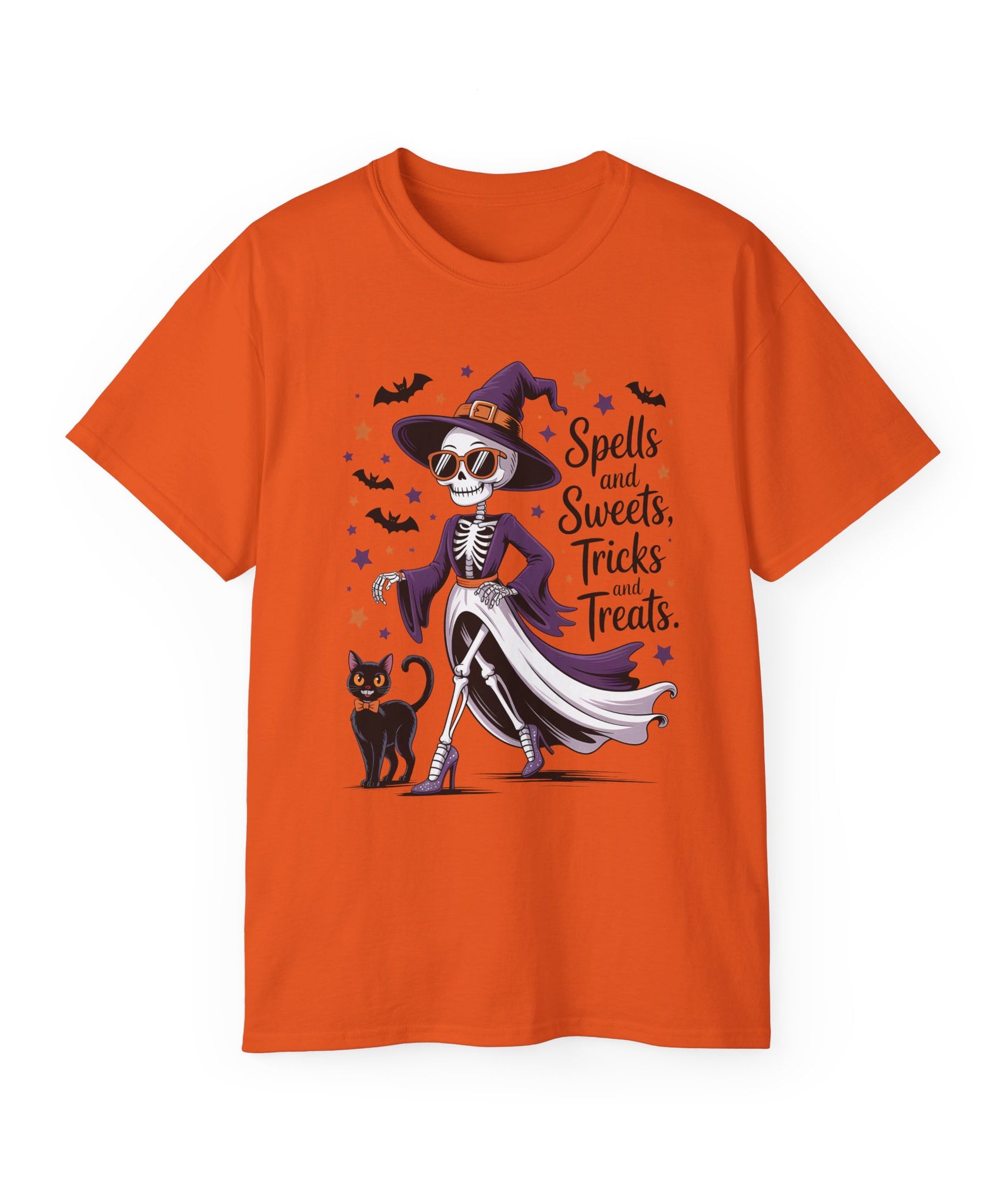 Spooky Skeleton Halloween Witch T-Shirt | Gallory Hive