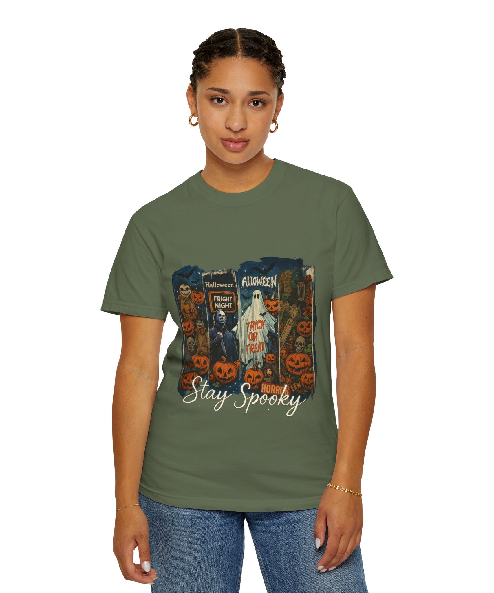 Stay Spooky Halloween Horror T-Shirt – Retro Slasher, Ghost, Pumpkins & Fright Night Design - Gallory Hive