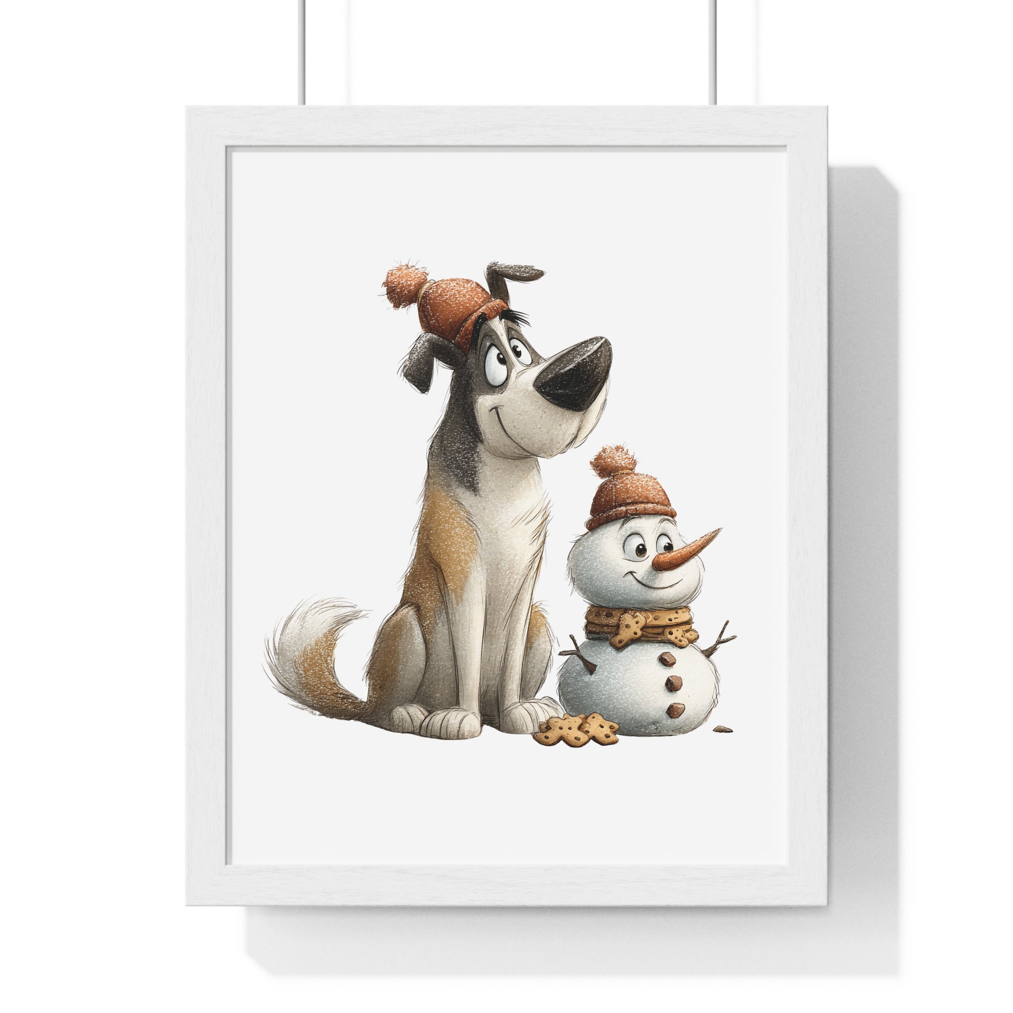Dog & Snowman Winter Buddies – Framed Wooden Wall Art - Gallory Hive