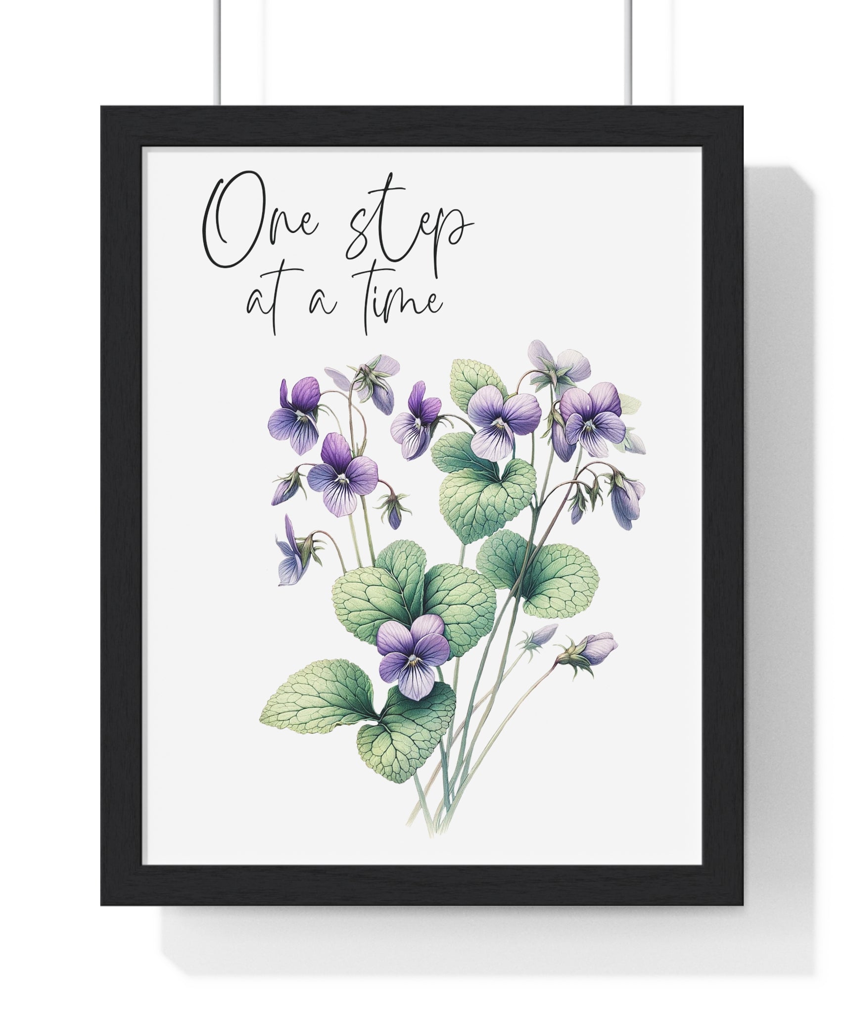 One Step at a Time – February Birth Flower Violet Wall Art (Wooden Frame)