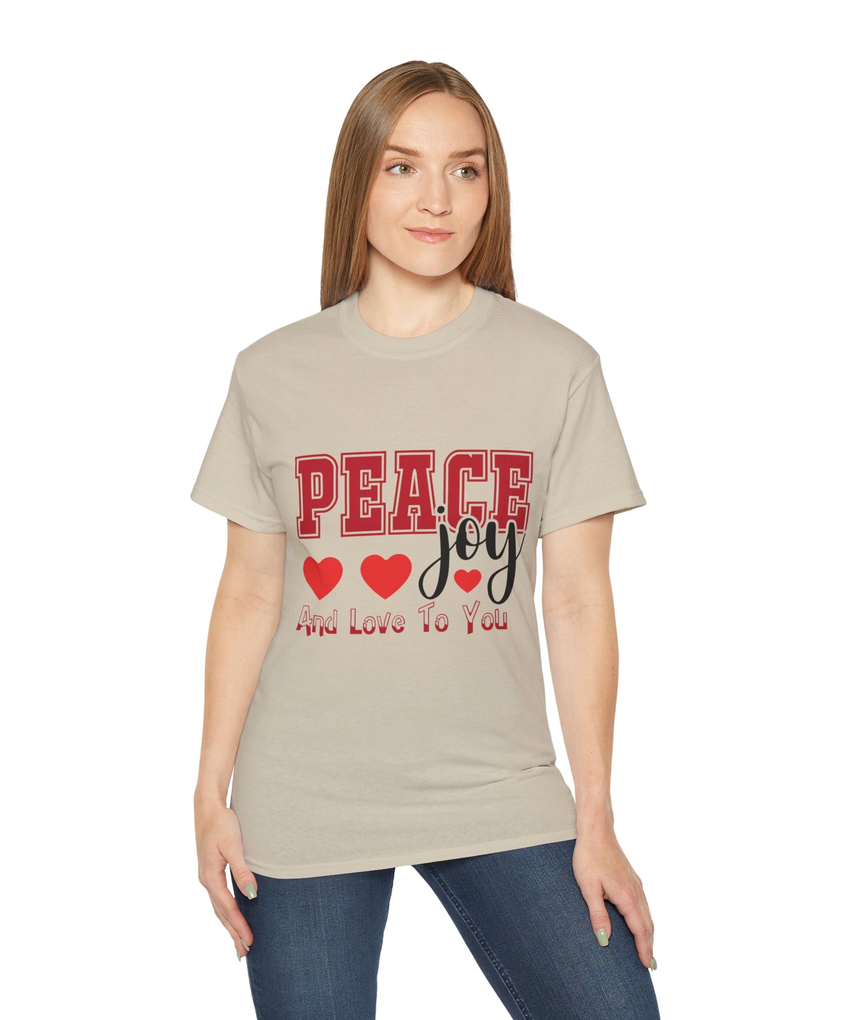 Peace, Joy & Love Retro Christmas T-Shirt | Gallory Hive