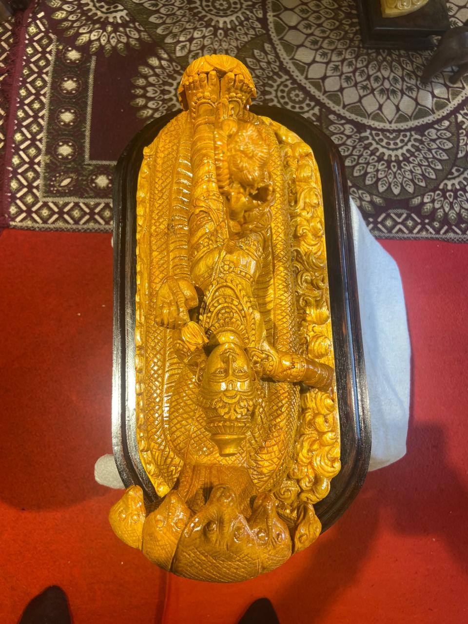 Handmade Anantha Shayanam God Padmanabha Wooden Sculpture | Gallory Hive