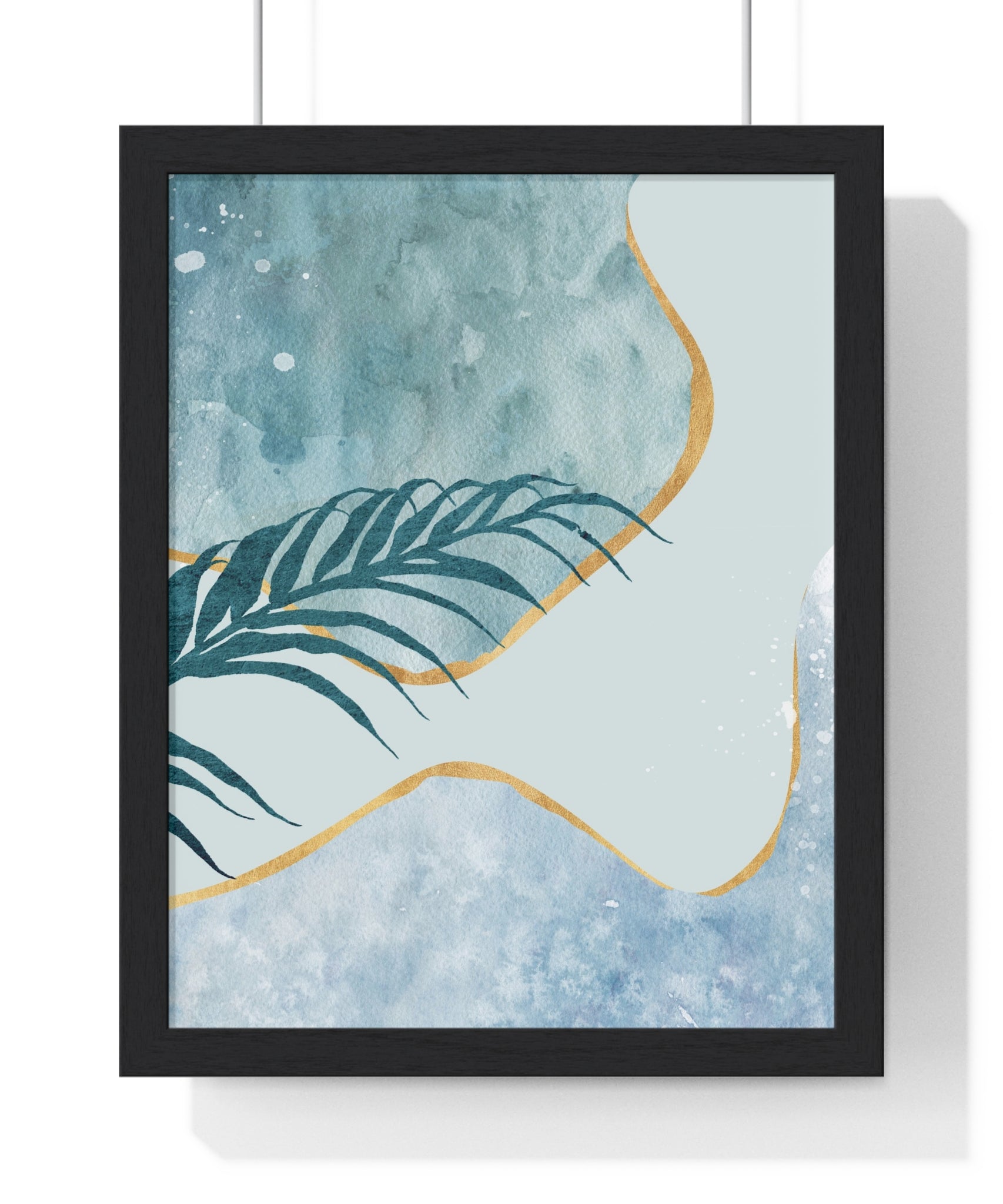 Abstract Leaf Prints on Wooden Frame – Modern Wall Art | Gallory Hive