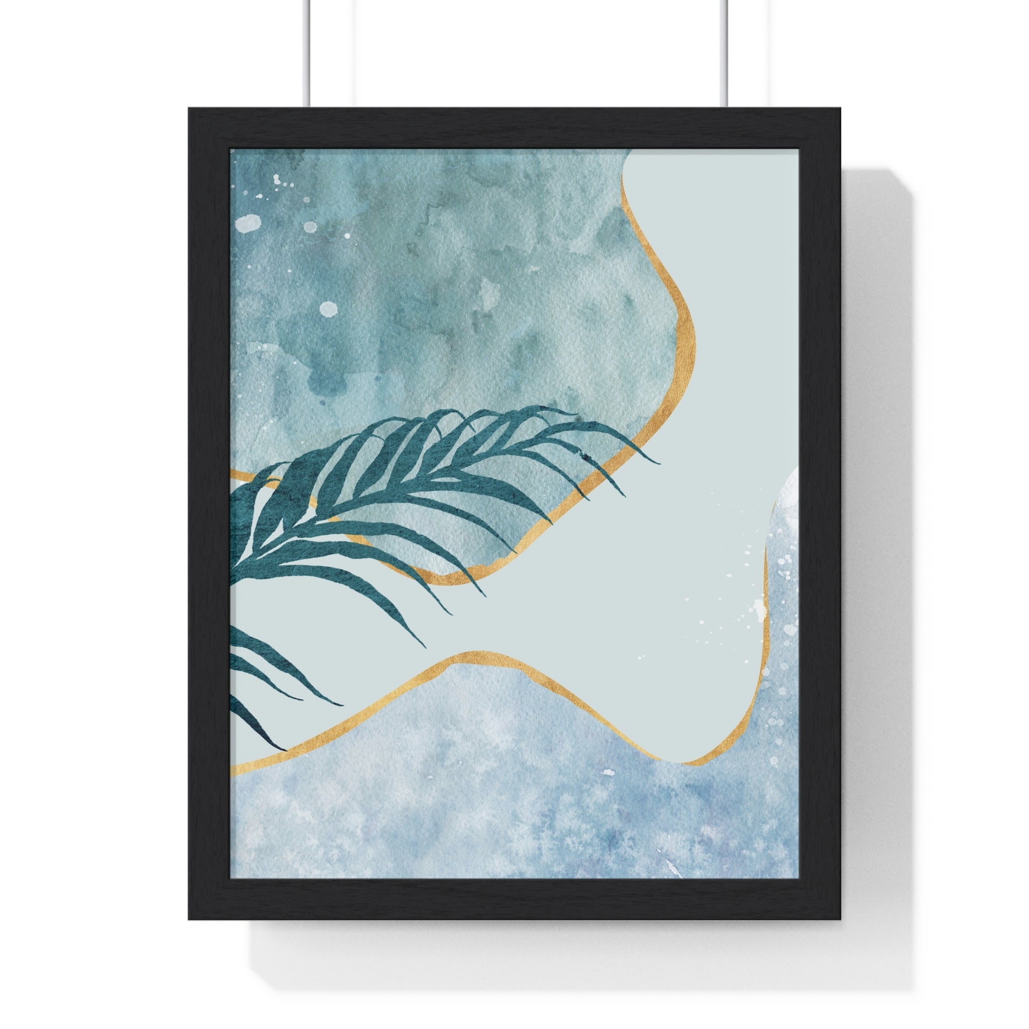 Abstract Leaf Prints on Wooden Frame – Modern Wall Art | Gallory Hive