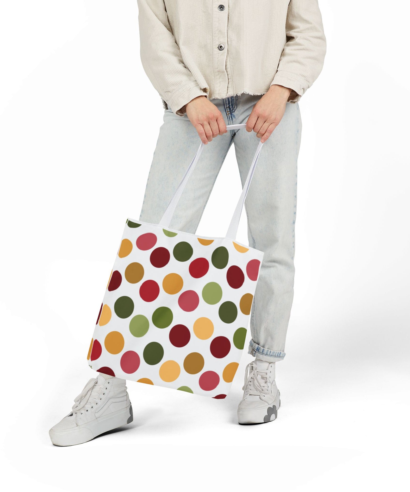 Colorful Polka Dot Canvas Tote Bag