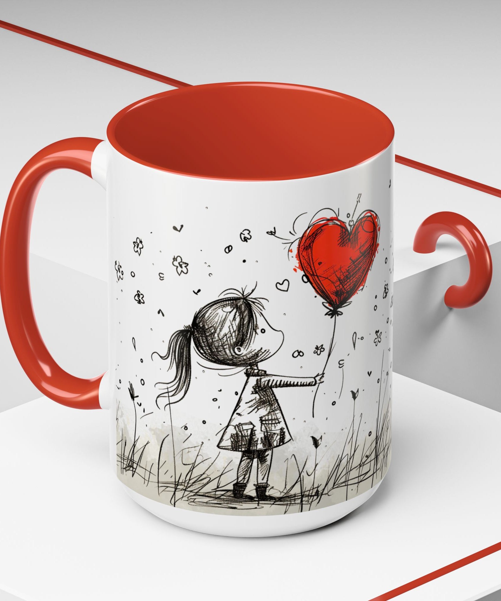 Love Heart Sketch Ceramic Coffee Mug | Gallory Hive