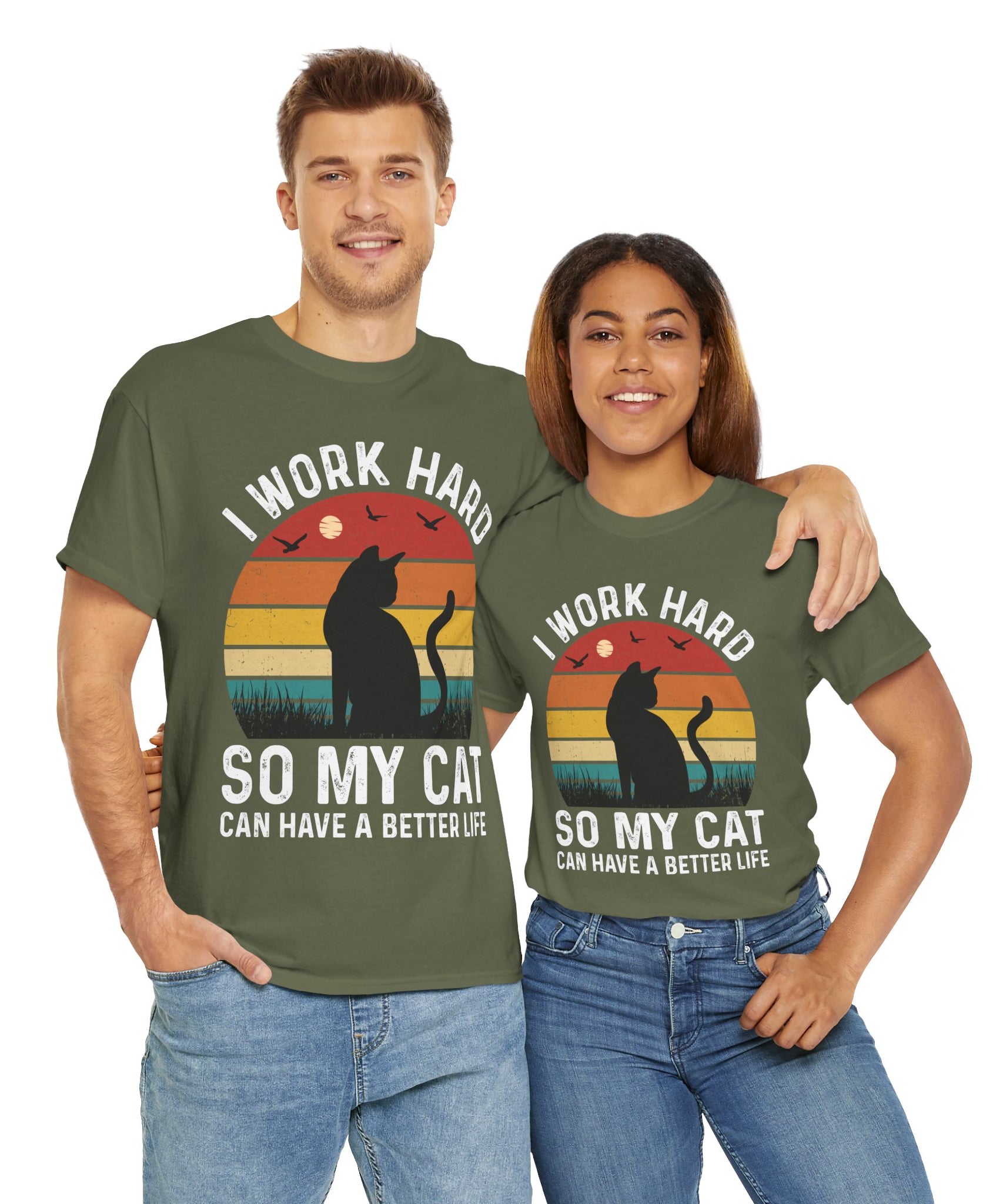 Retro Cat Lover Tee - Work Hard for My Pet