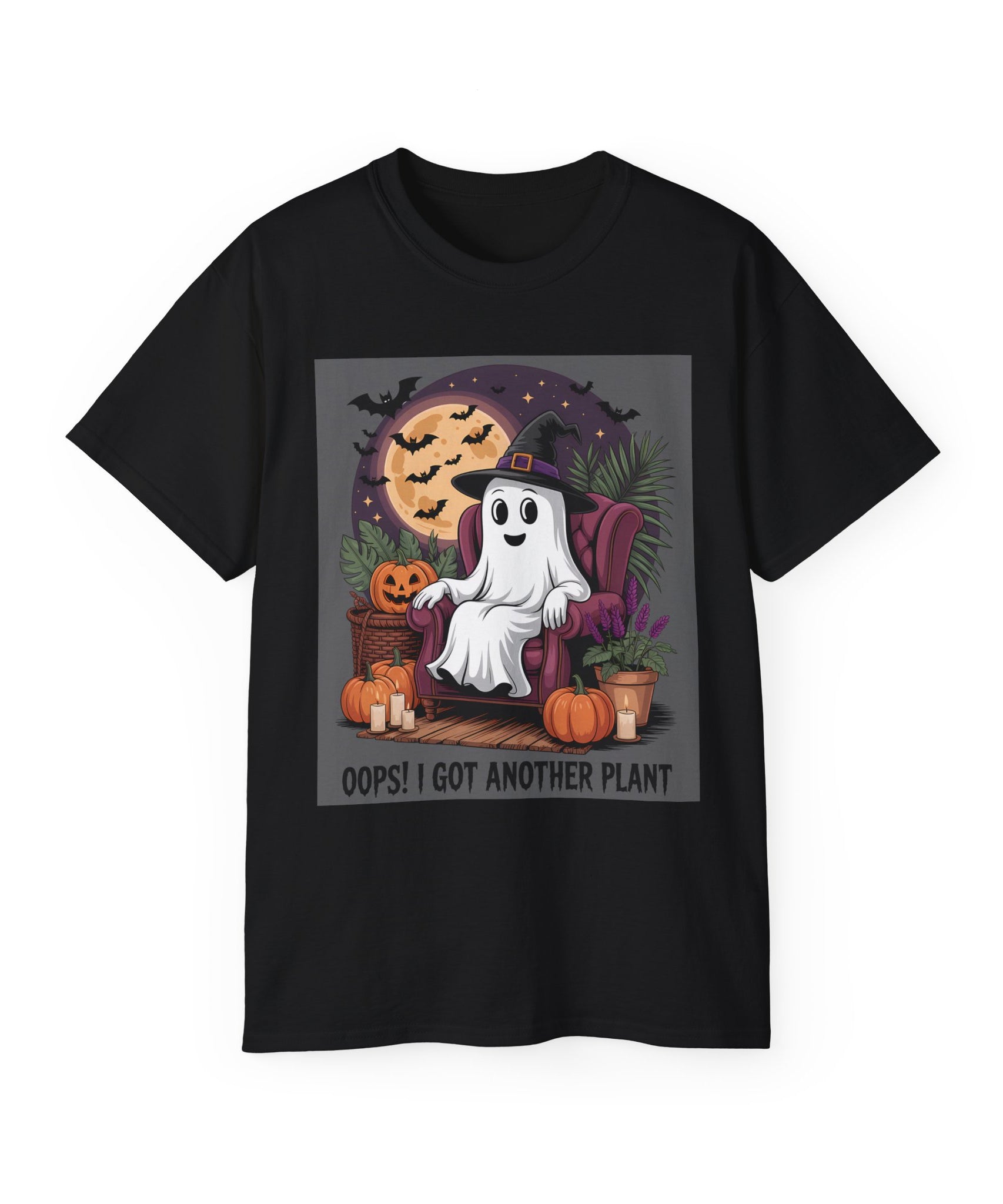 Halloween Plant Ghost Tee - Spooky Witch Design