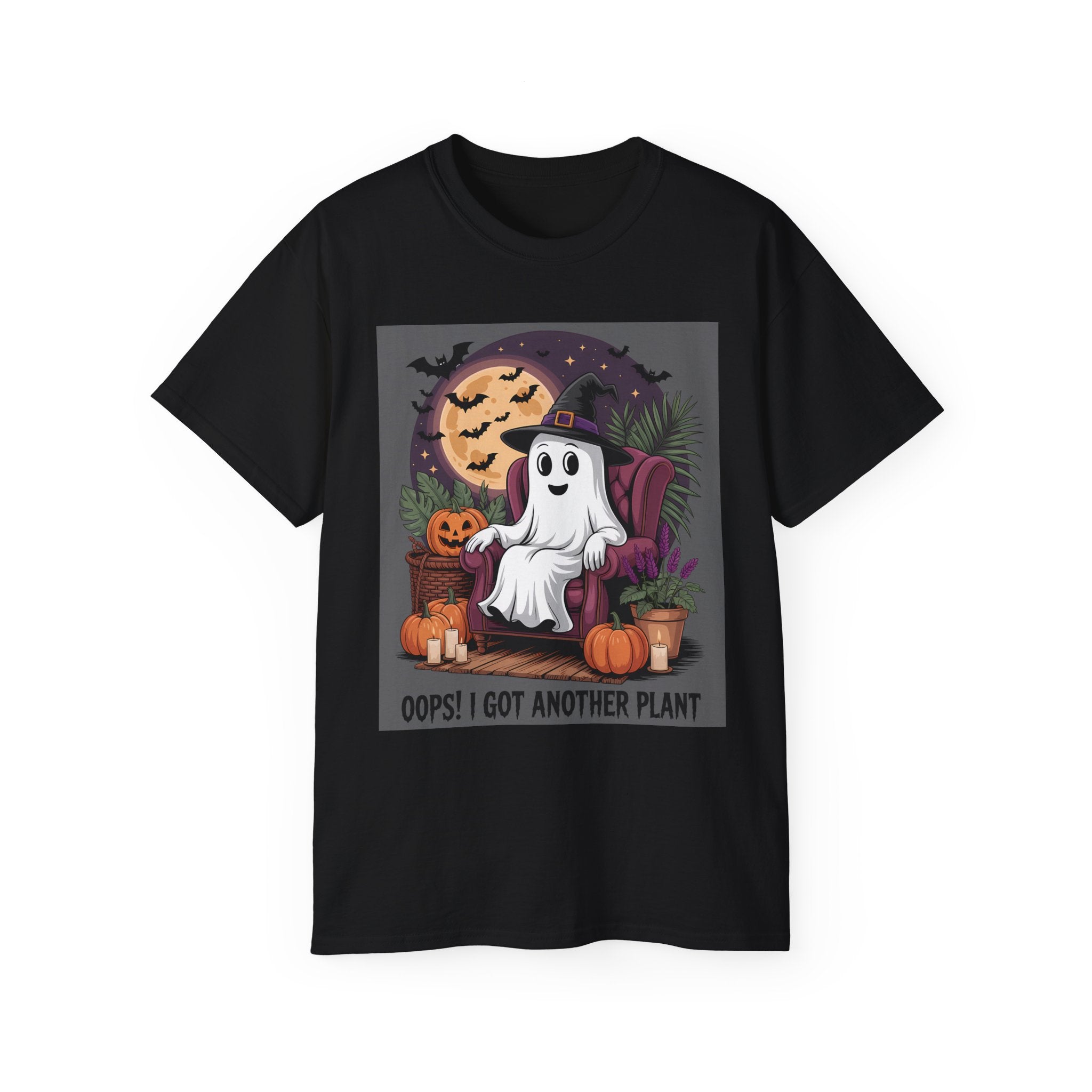 Halloween Plant Ghost Tee - Spooky Witch Design